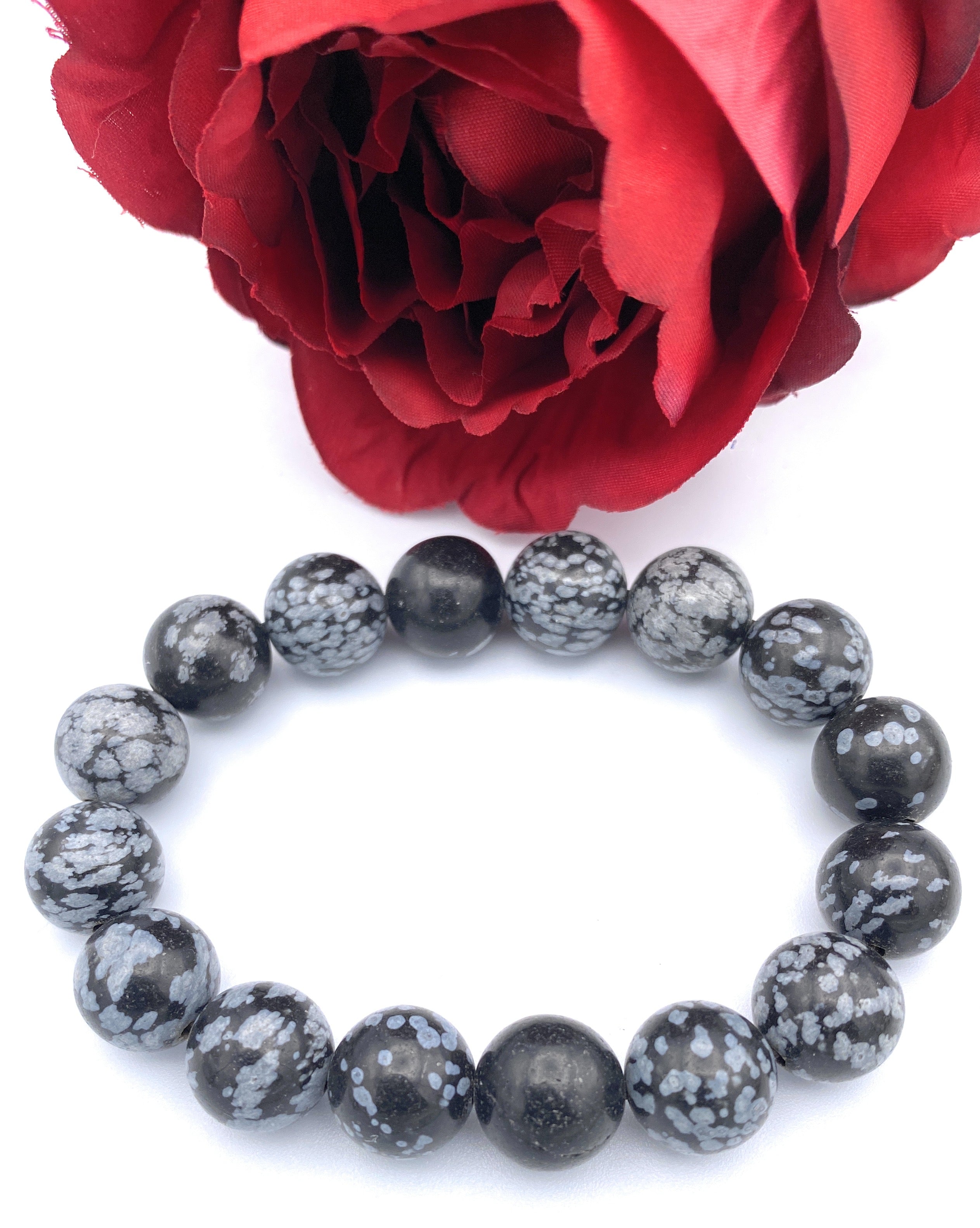 Schneeflocken-Obsidian Armband 10 mm