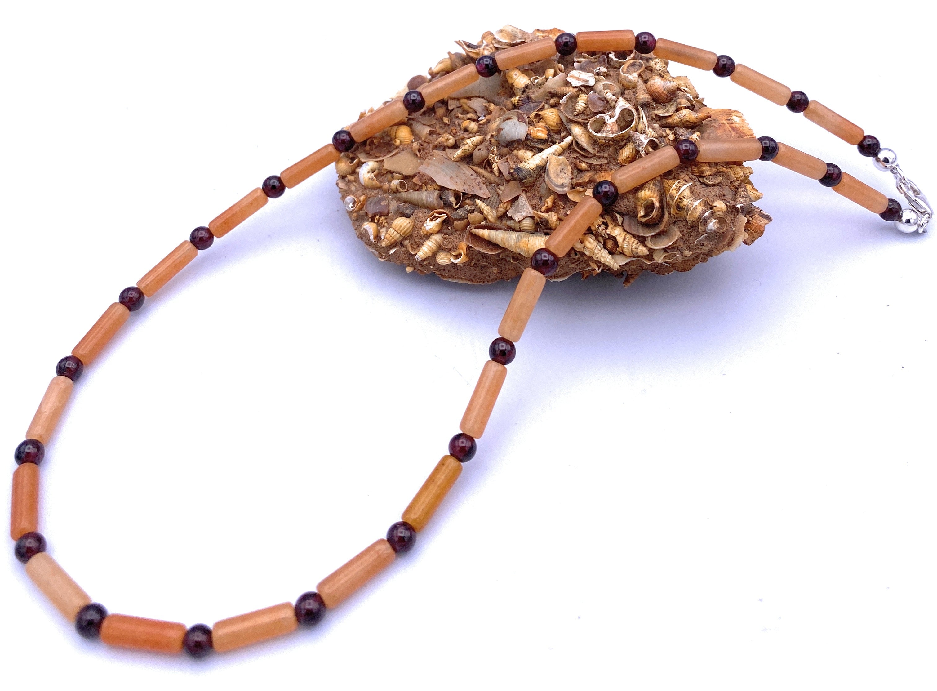 Aventurin orange Halskette mit Granat