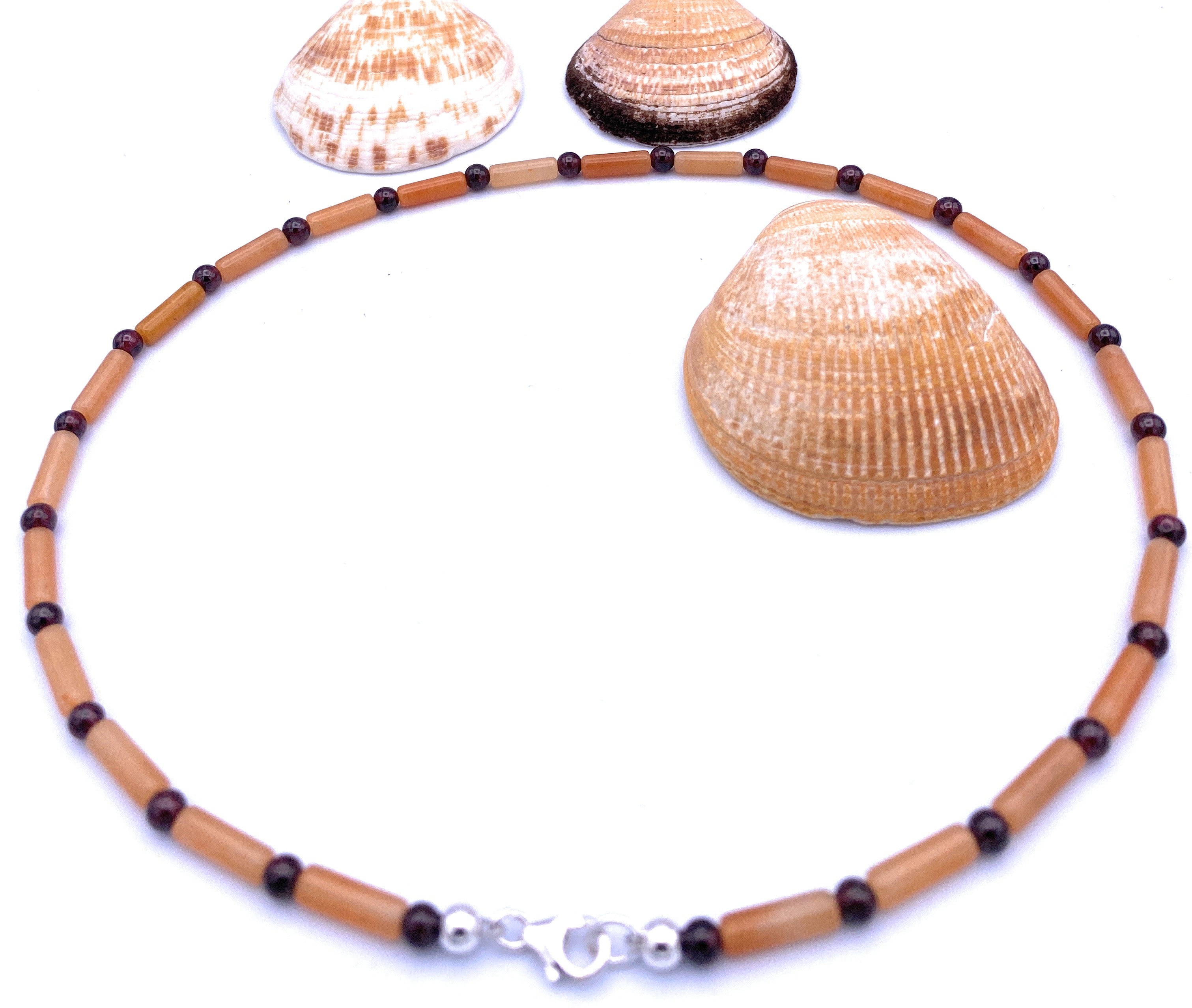 Aventurin orange Halskette mit Granat