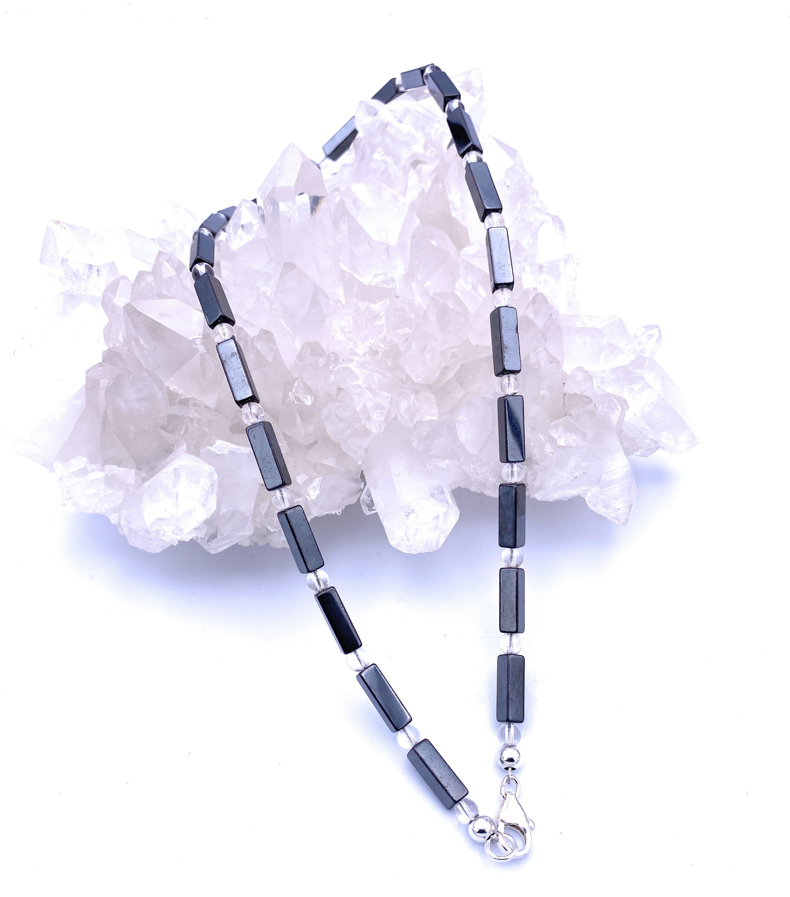 Hämatin Rechteck-Kette mit Bergkristall