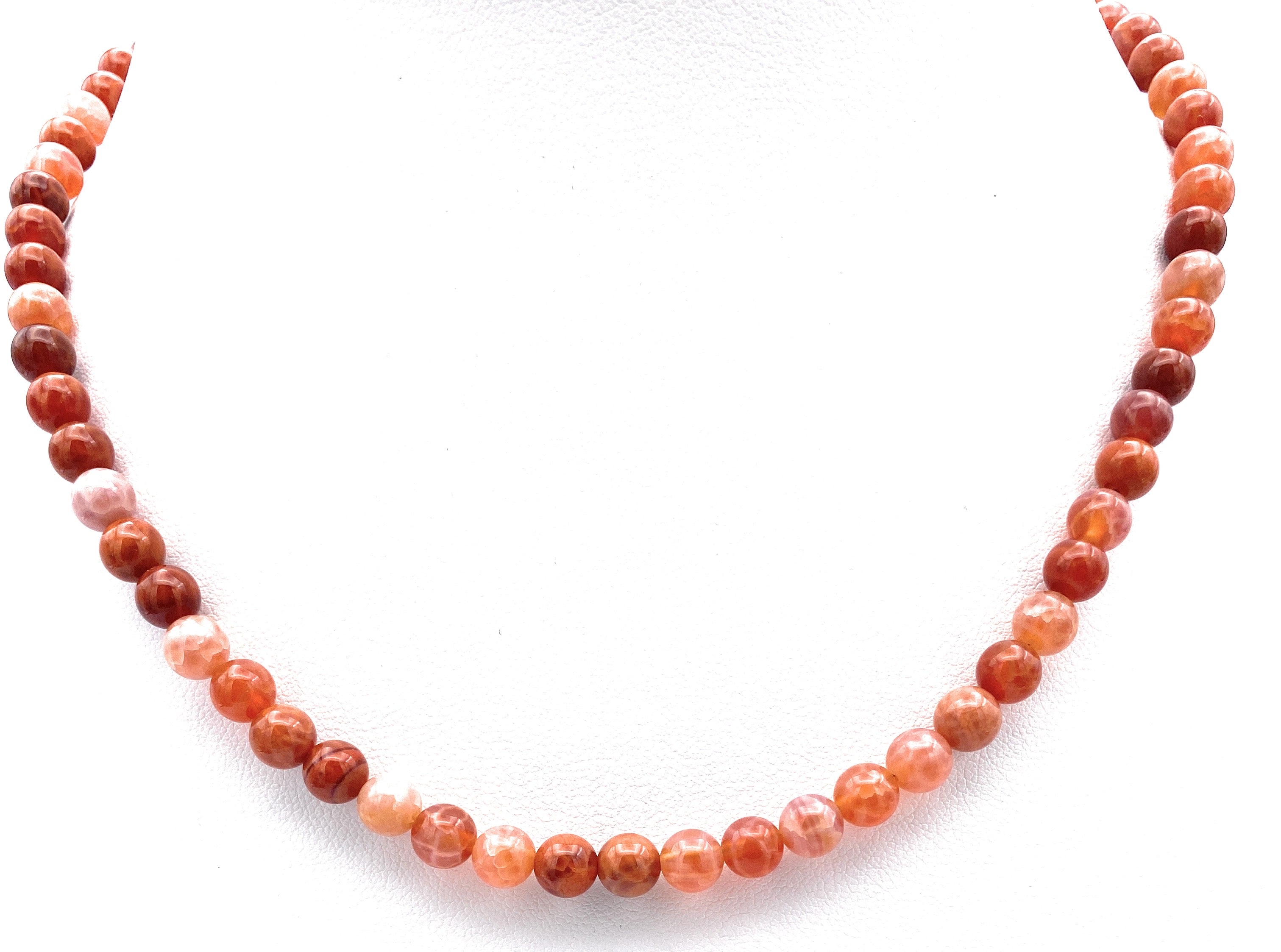 Feuer-Achat Kugel Halskette 6mm