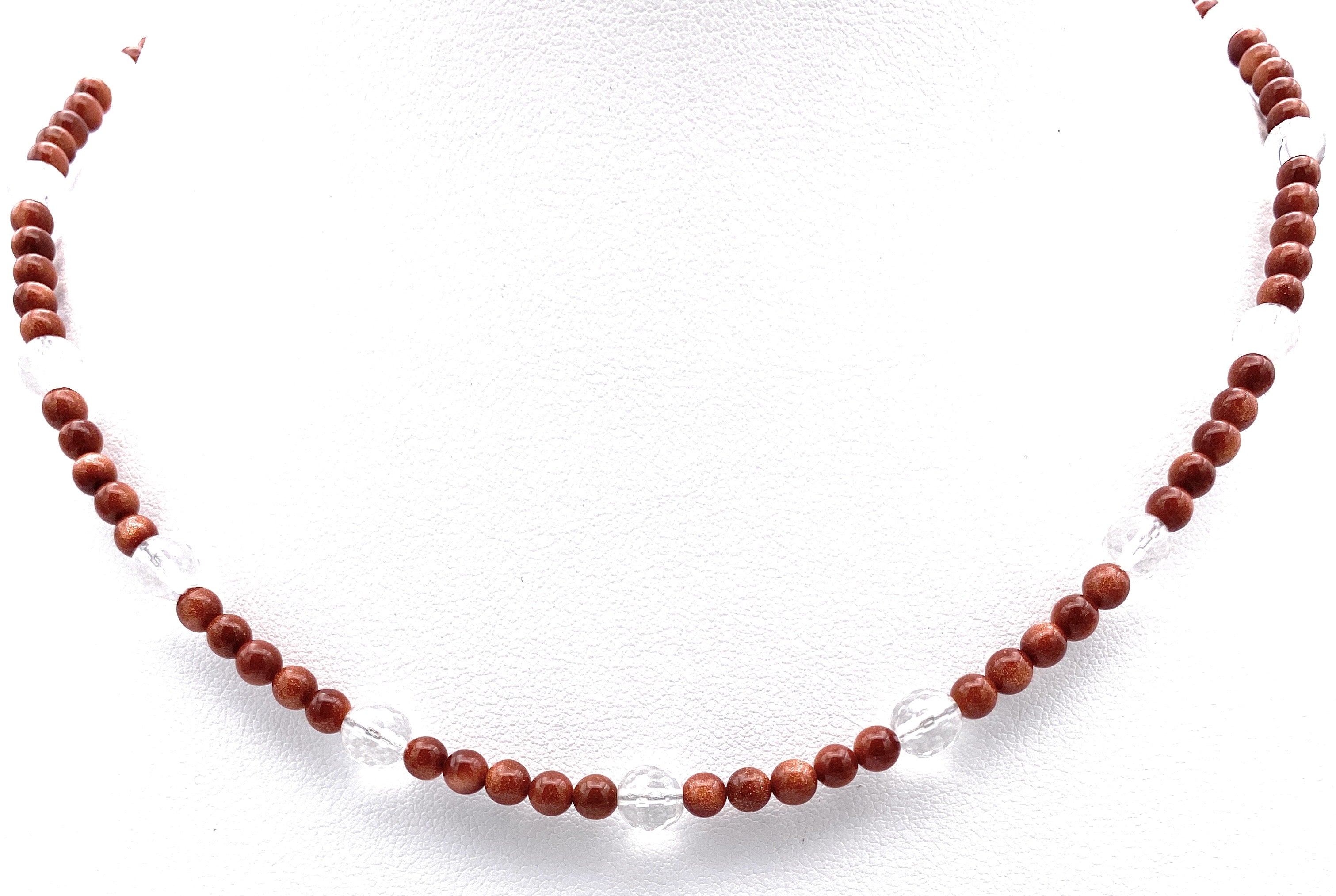 Goldfluss Kugel Halskette 4mm mit Bergkristall