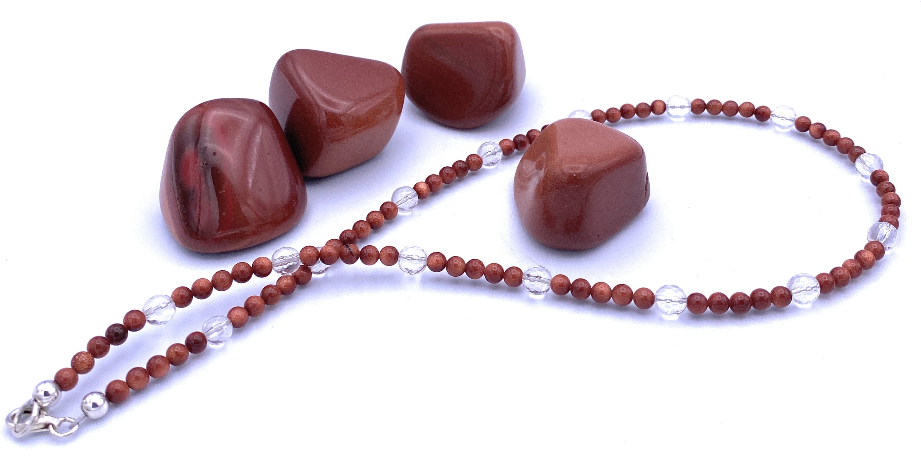 Goldfluss Kugel Halskette 4mm mit Bergkristall