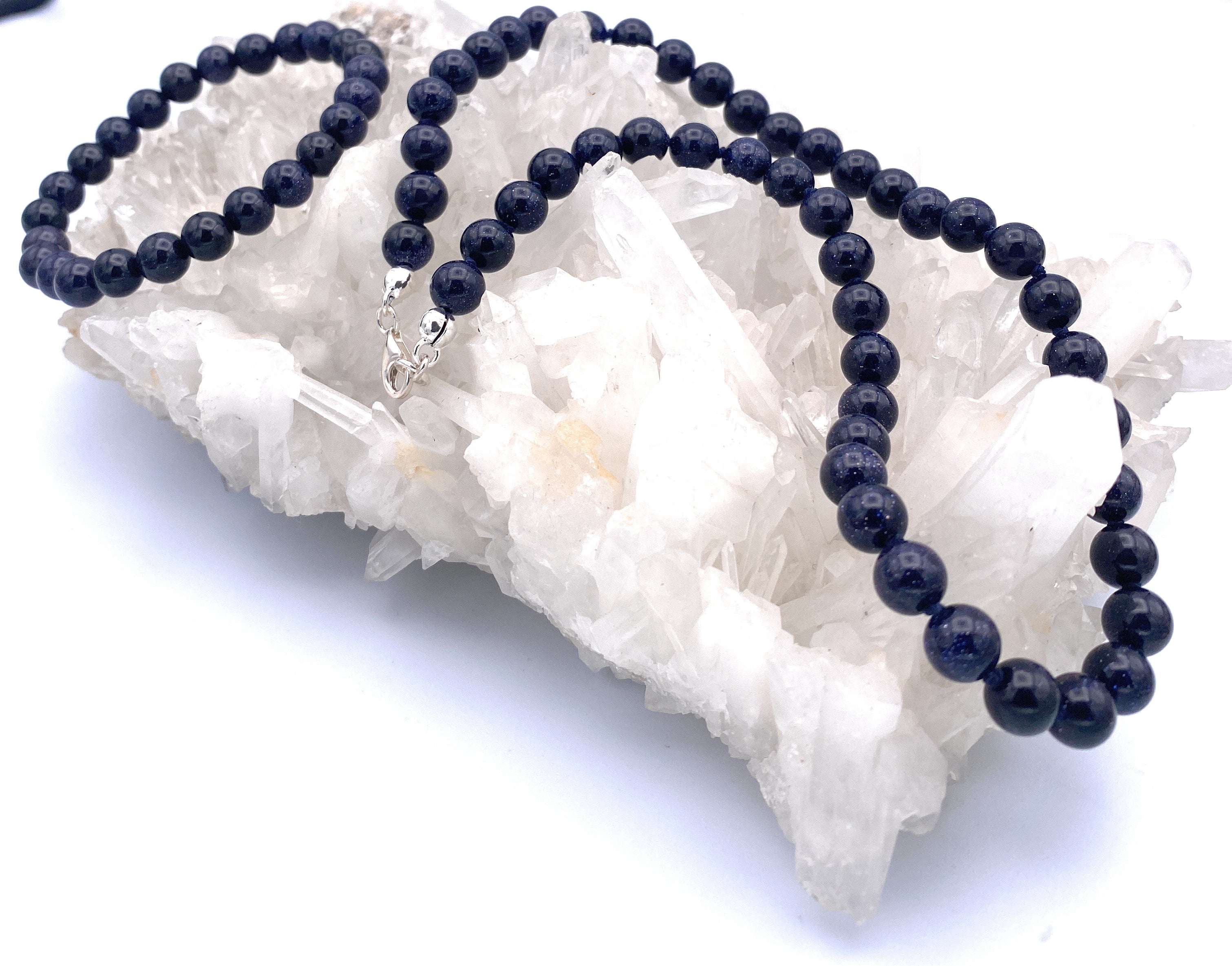 Blaufluss Kugel Halskette 8mm