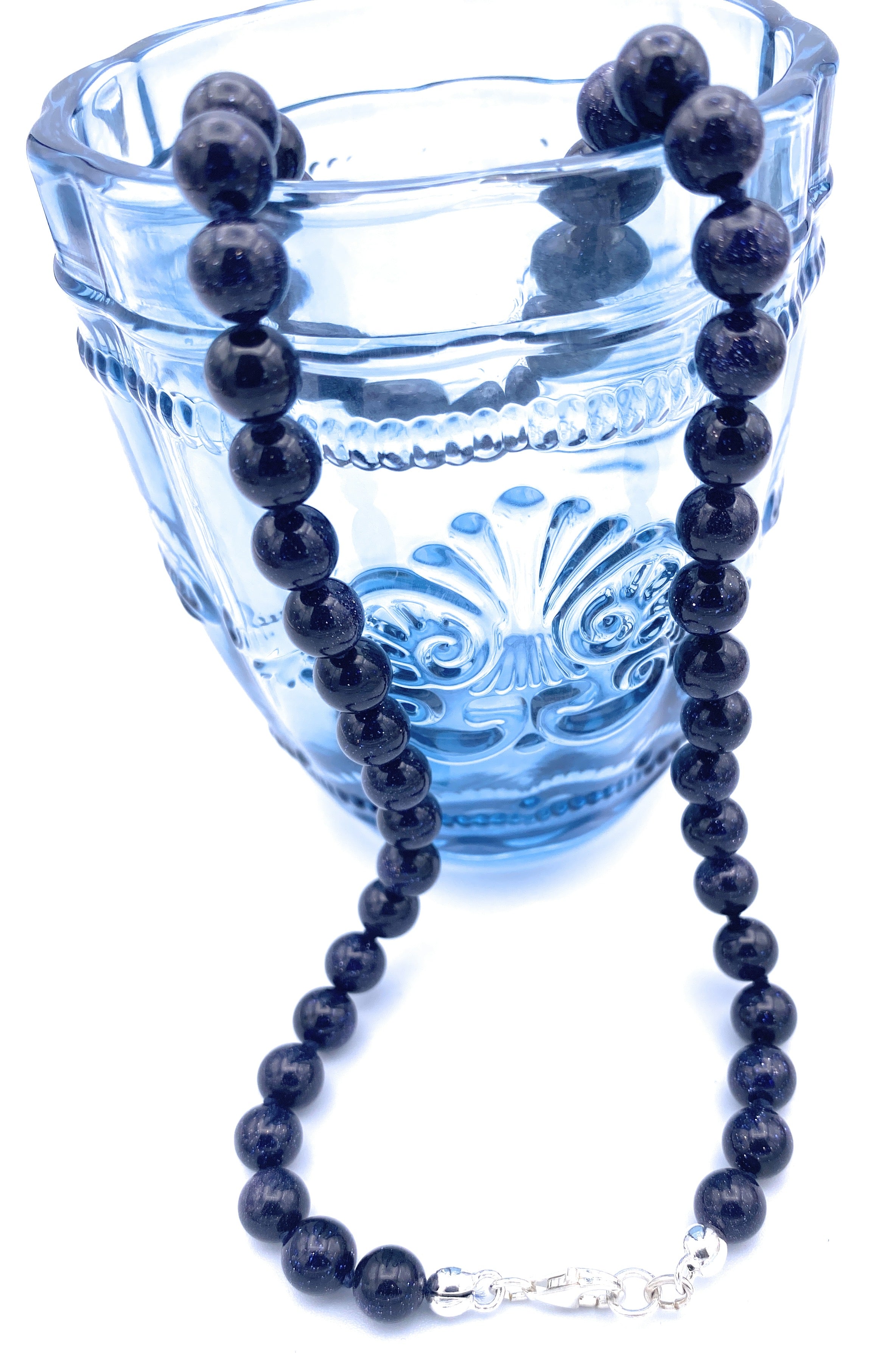 Blaufluss Kugel Halskette 8mm