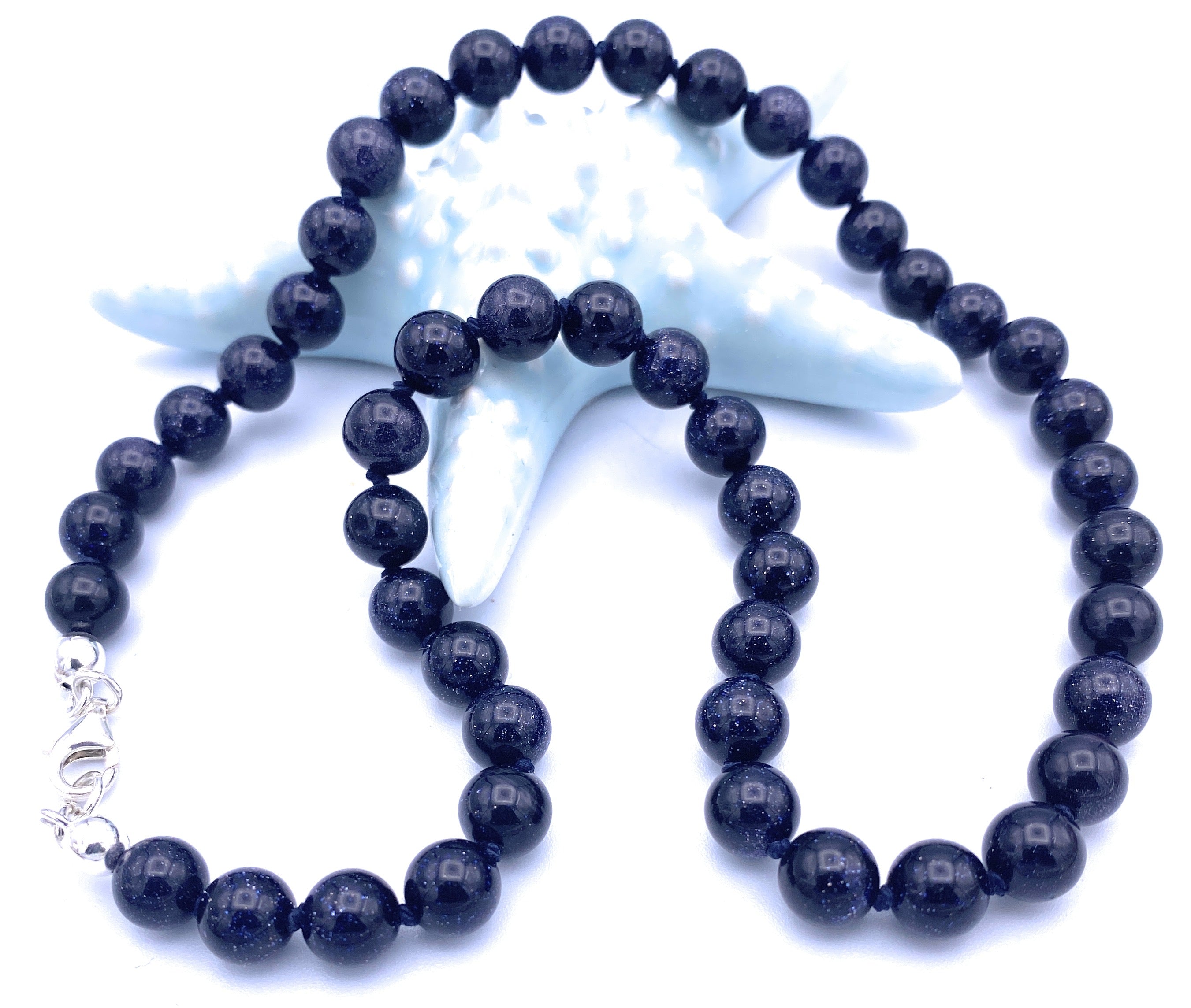 Blaufluss Kugel Halskette 8mm
