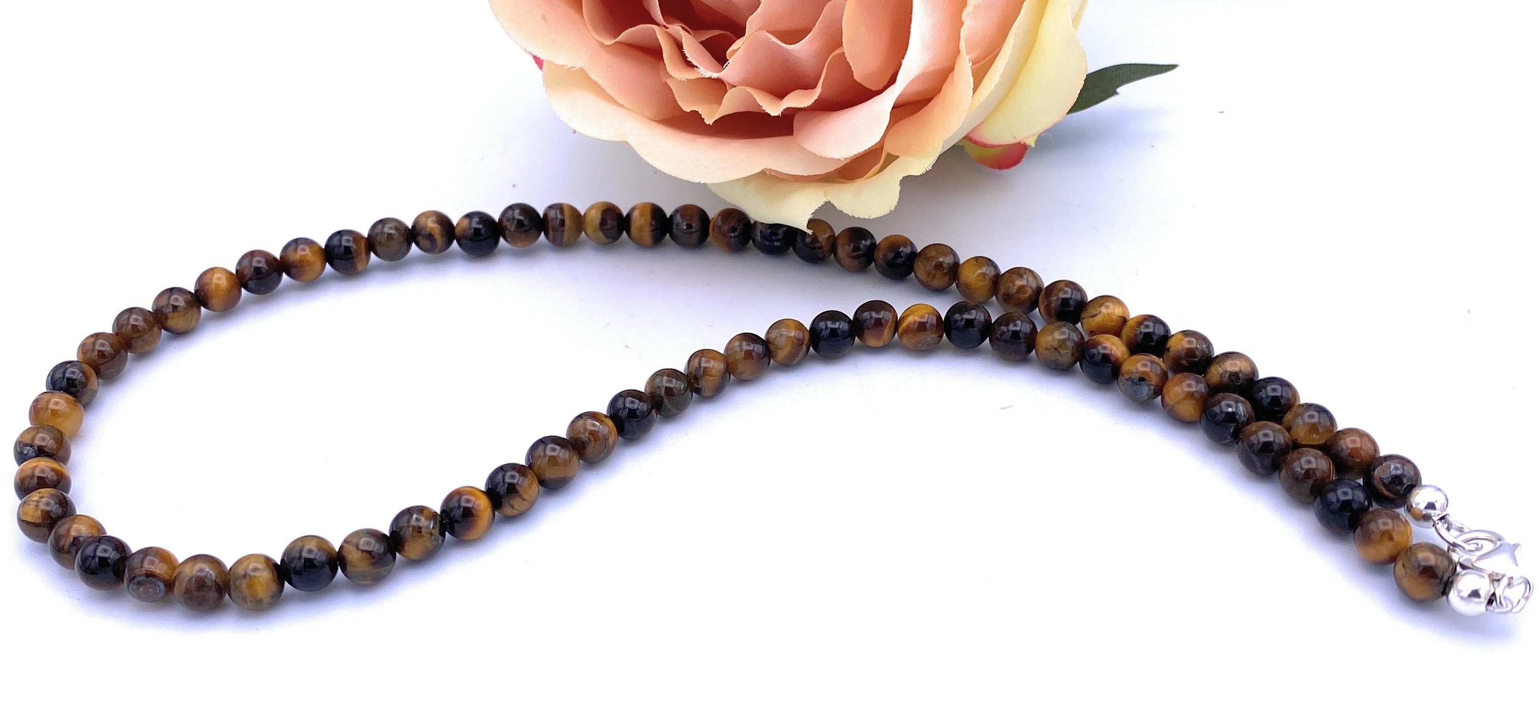 Tigerauge Kugel Halskette 6mm