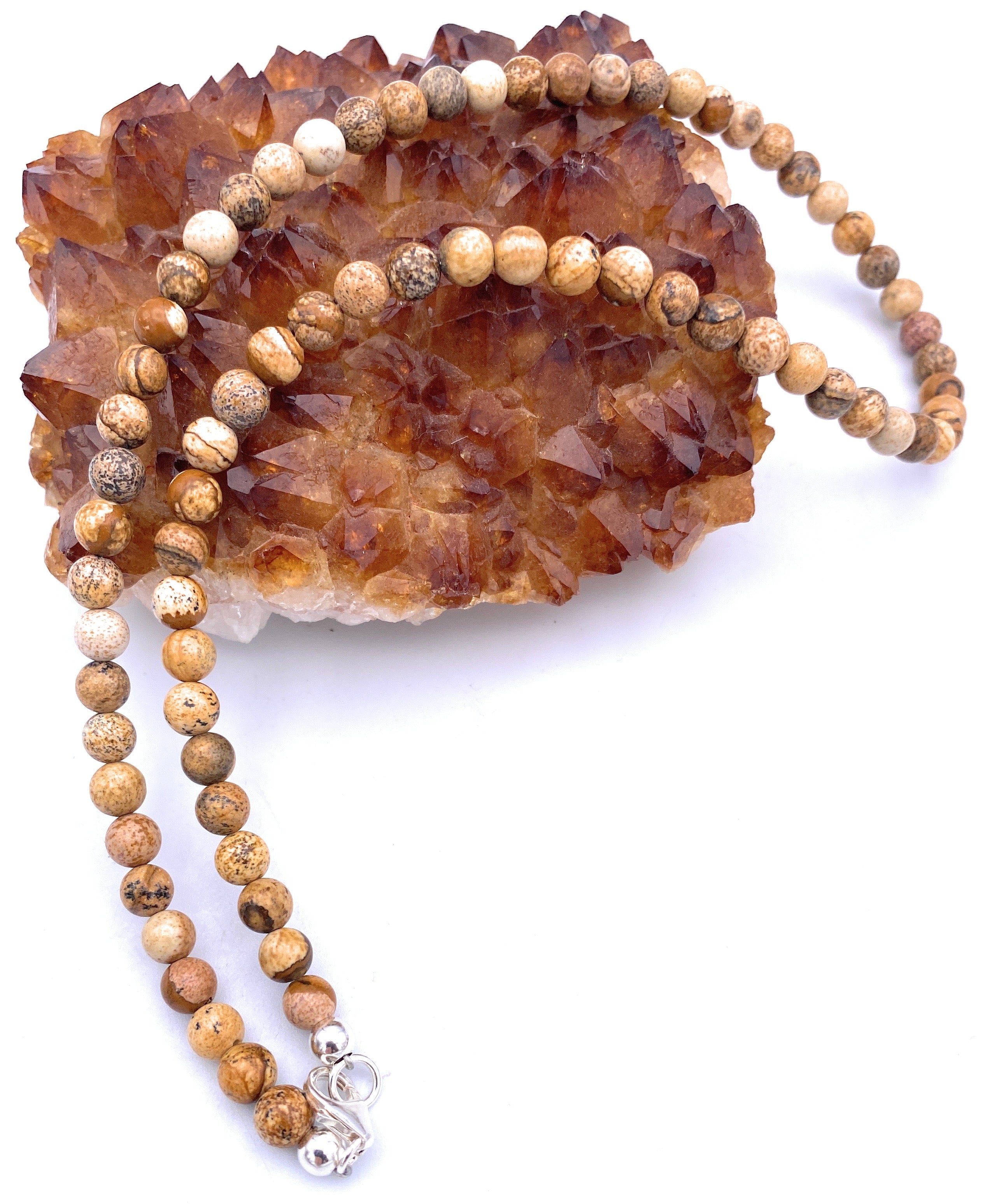 Landschafts-Jaspis Kugel Halskette 6mm