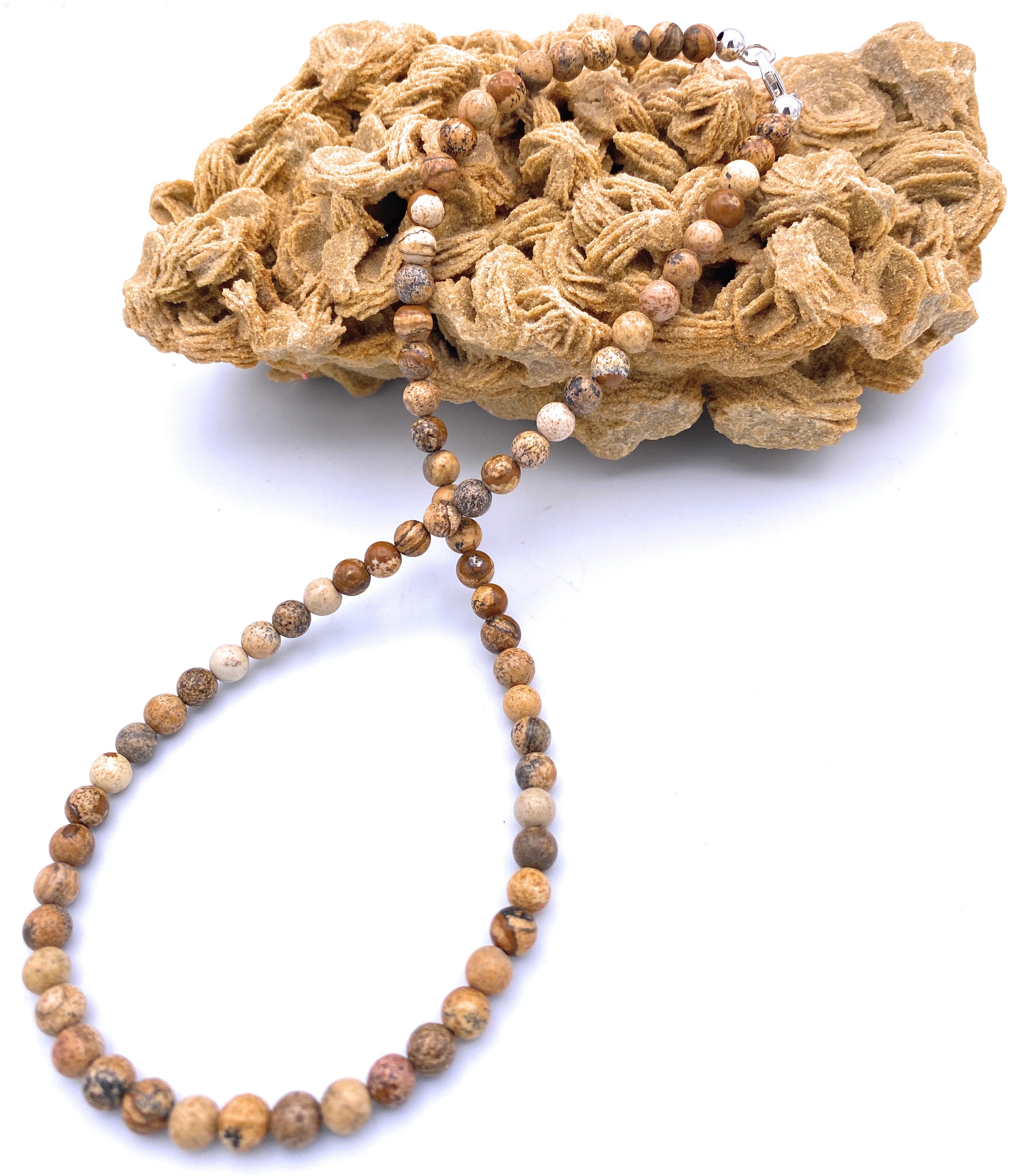 Landschafts-Jaspis Kugel Halskette 6mm