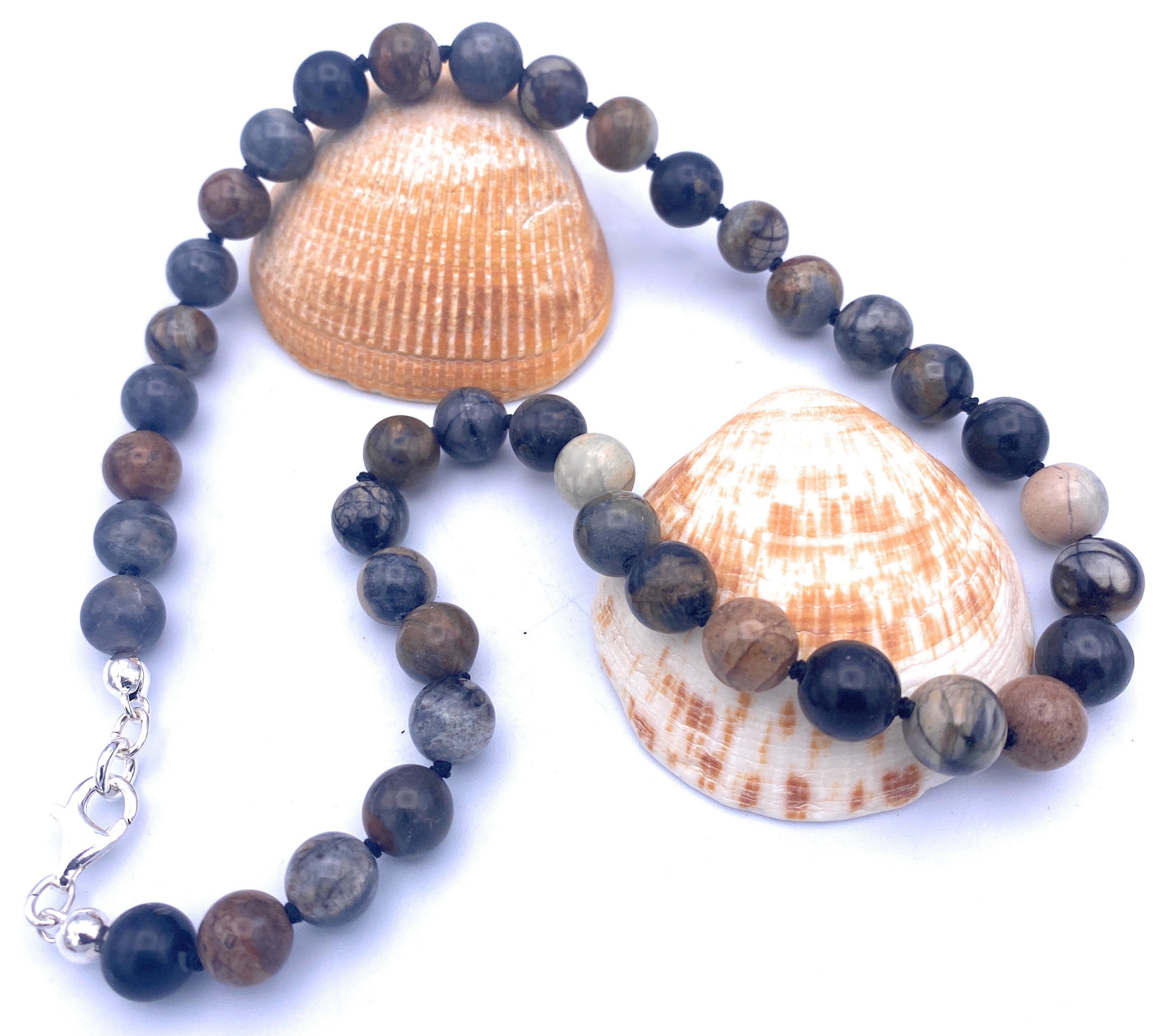 Picasso-Jaspis Kugel Halskette 10mm