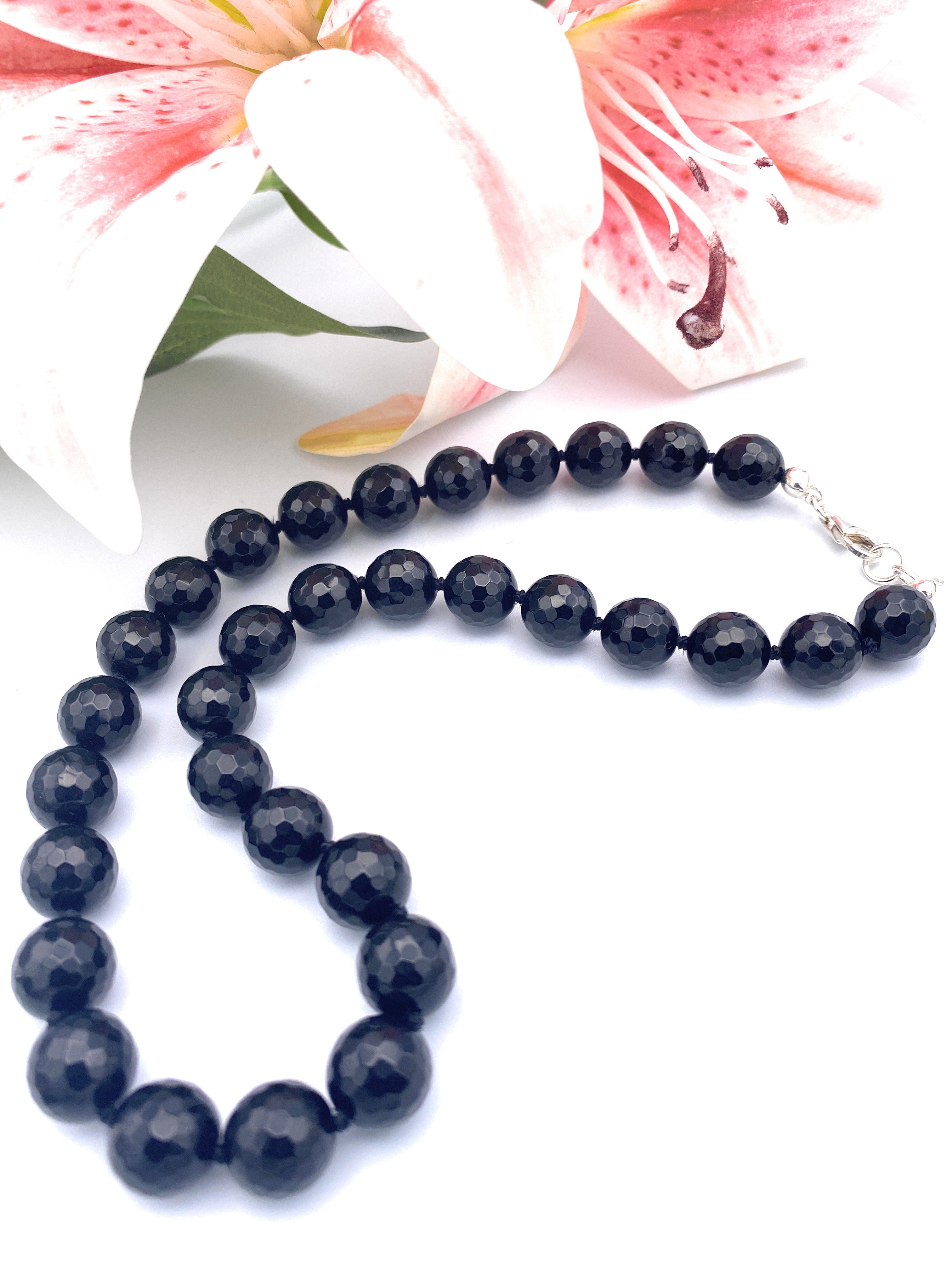 Facettierte Onyx Halskette 12mm