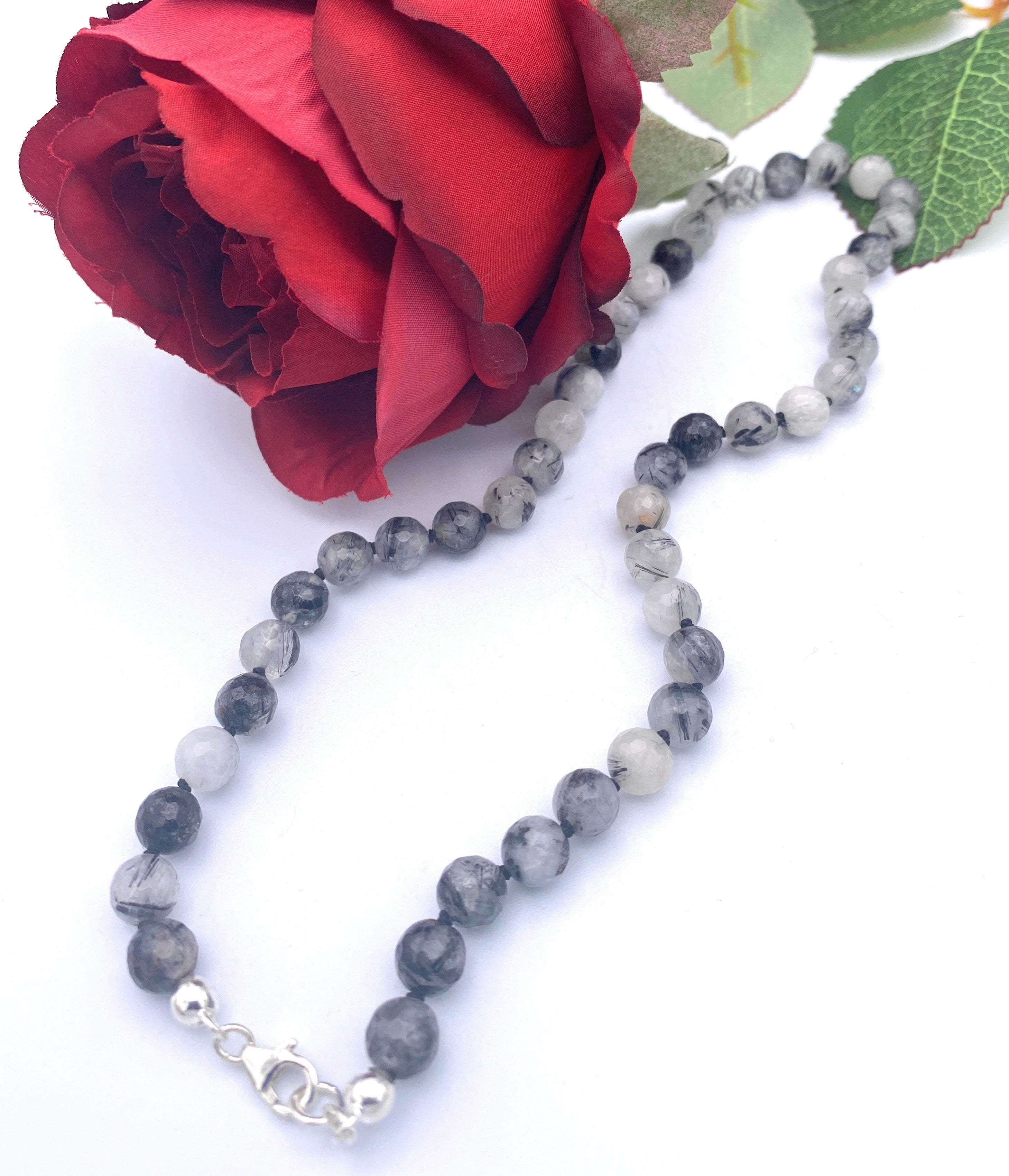 Facettierte Turmalinquarz Halskette 8mm