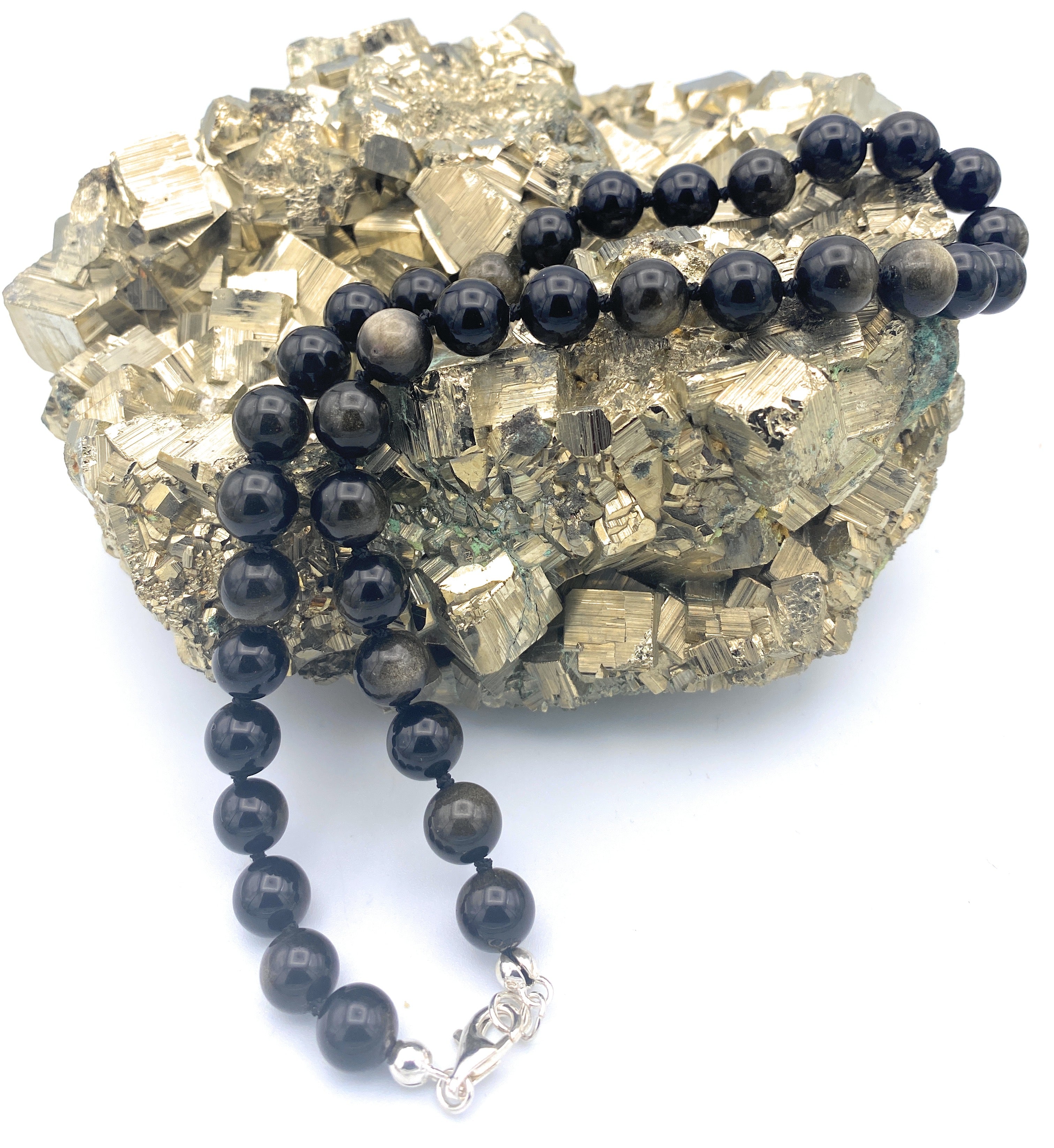 Gold-Obsidian Kugel Halskette 10mm