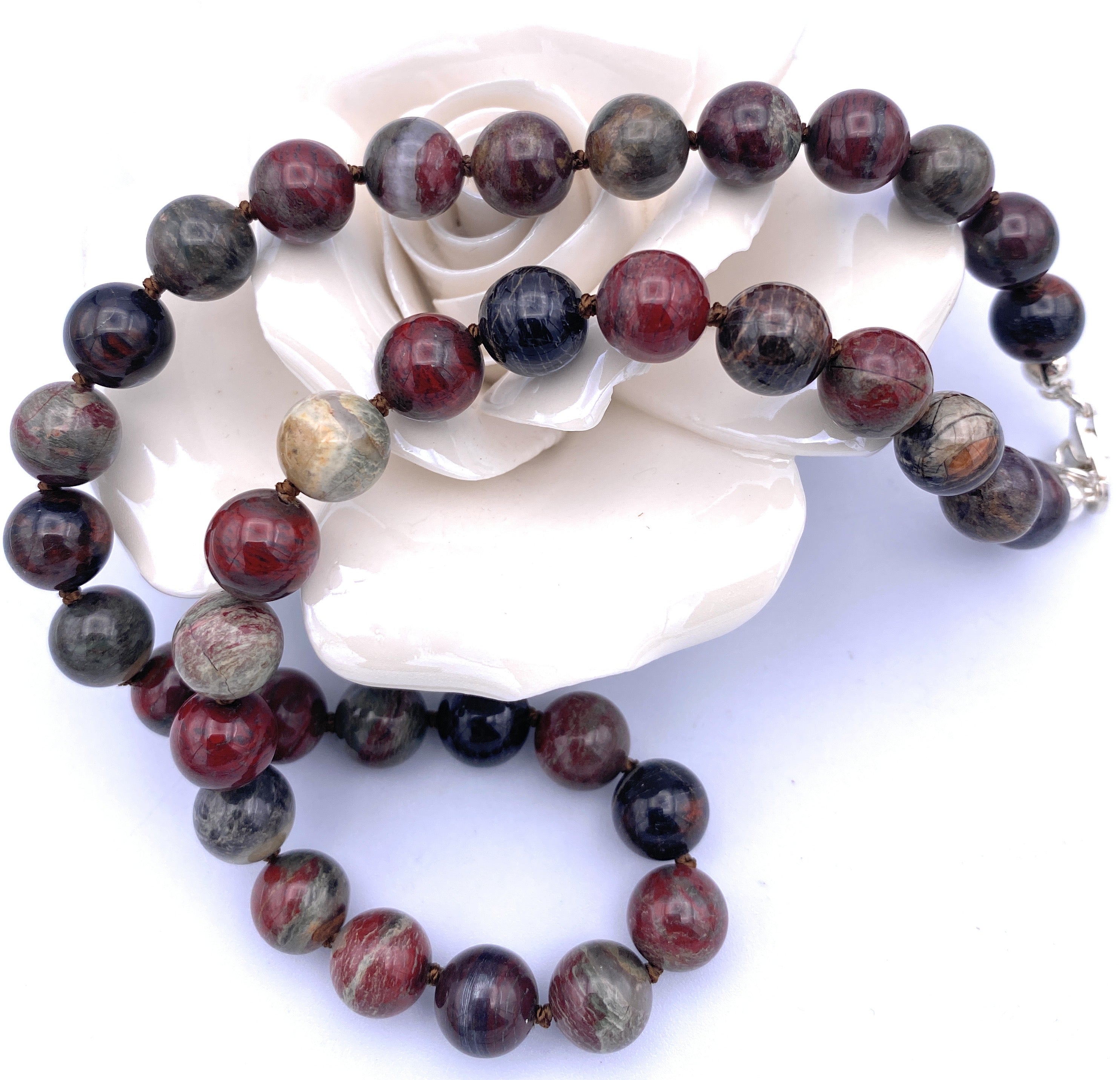 Streifen-Jaspis Kugel Halskette 10mm