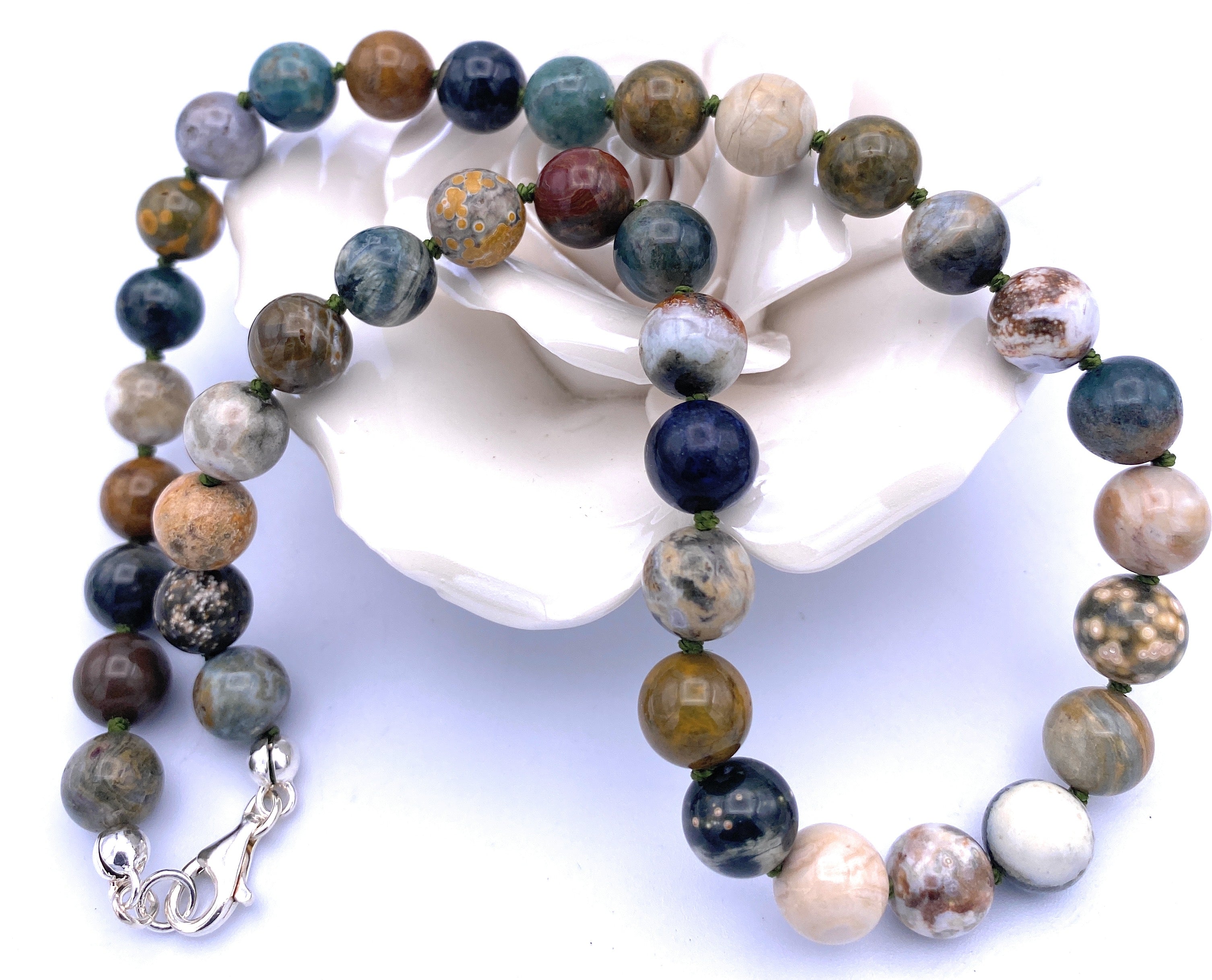 Ozean-Jaspis Halskette 12 mm