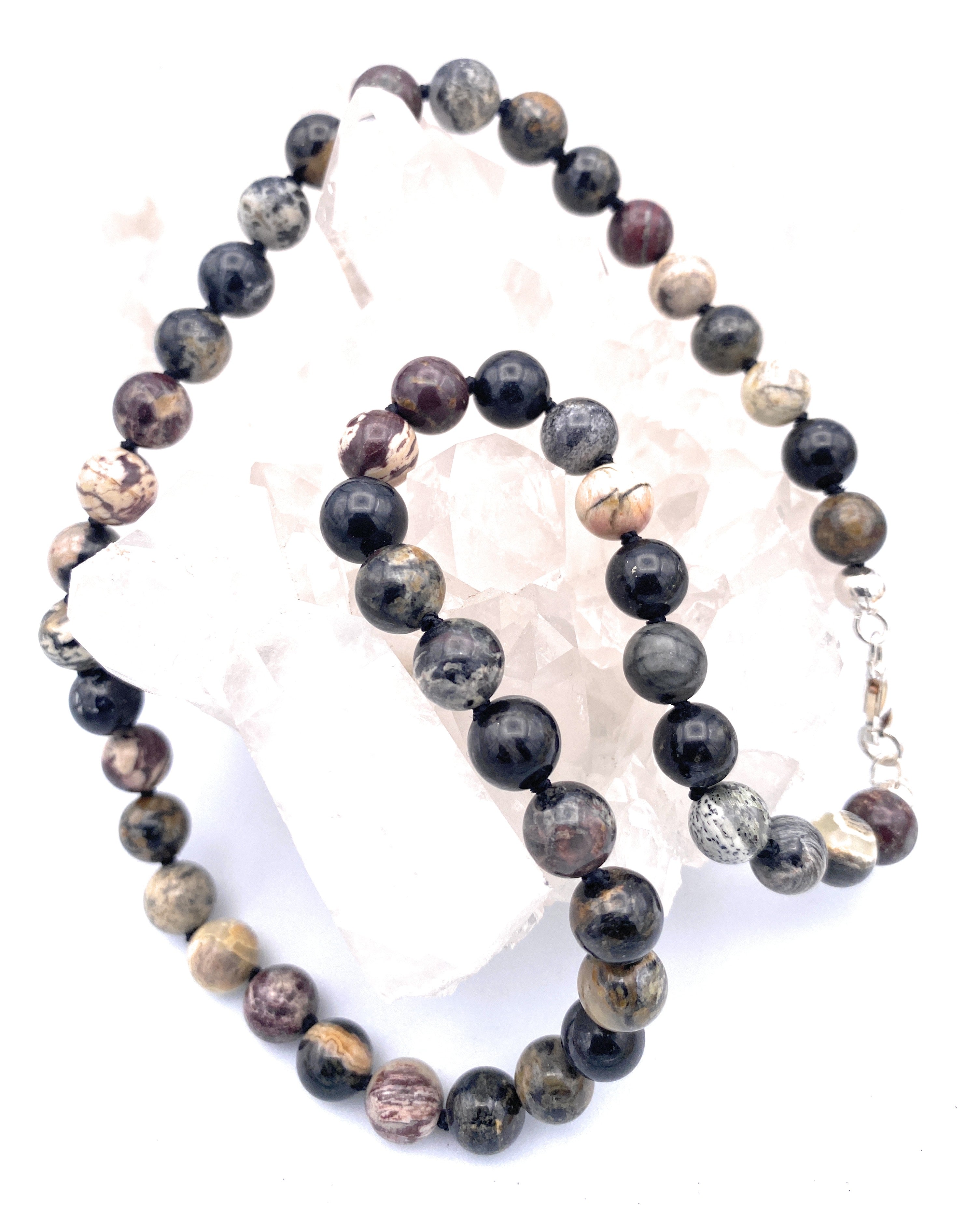 Picasso-Jaspis Kugel Halskette 8mm