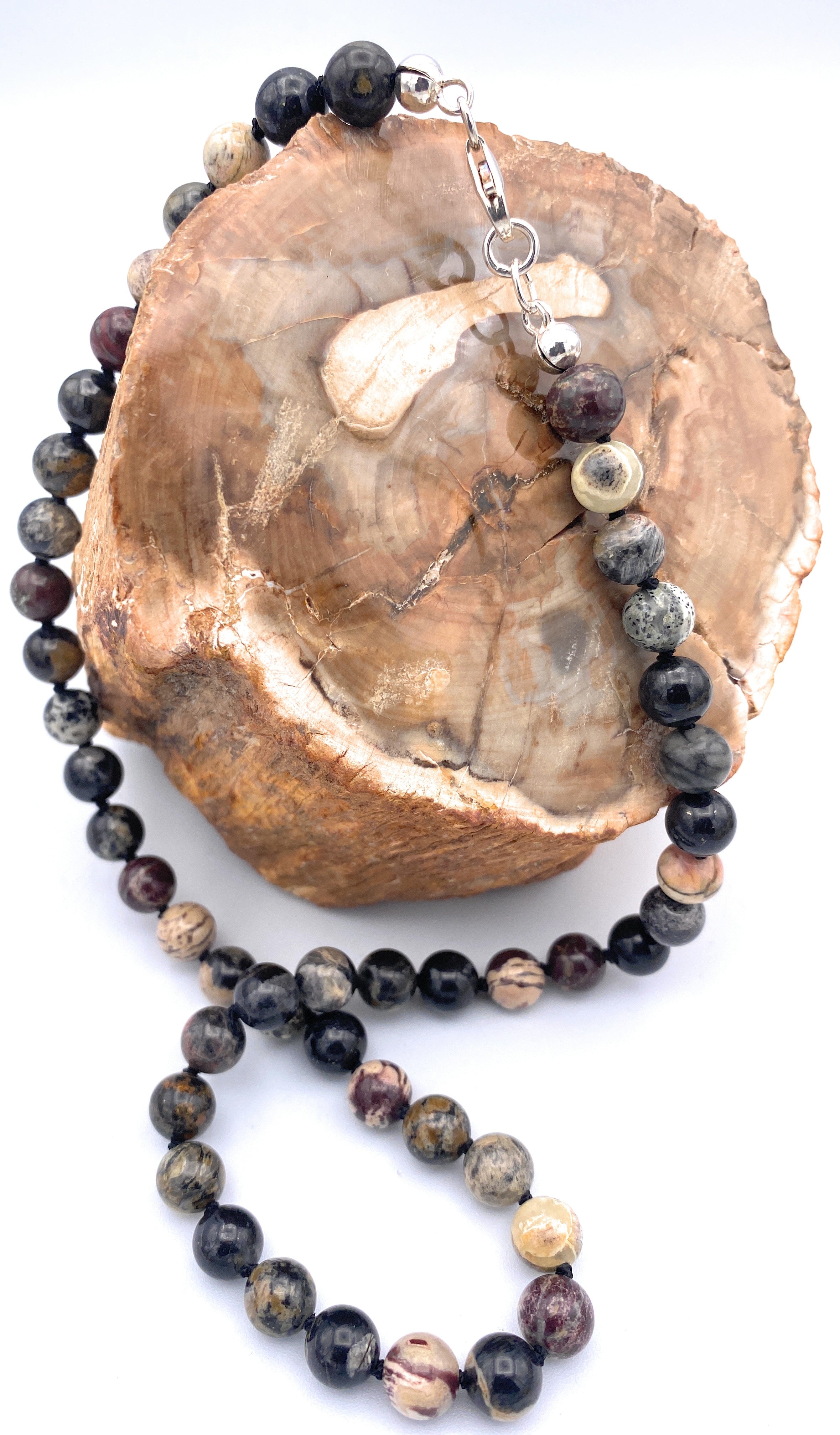 Picasso-Jaspis Kugel Halskette 8mm