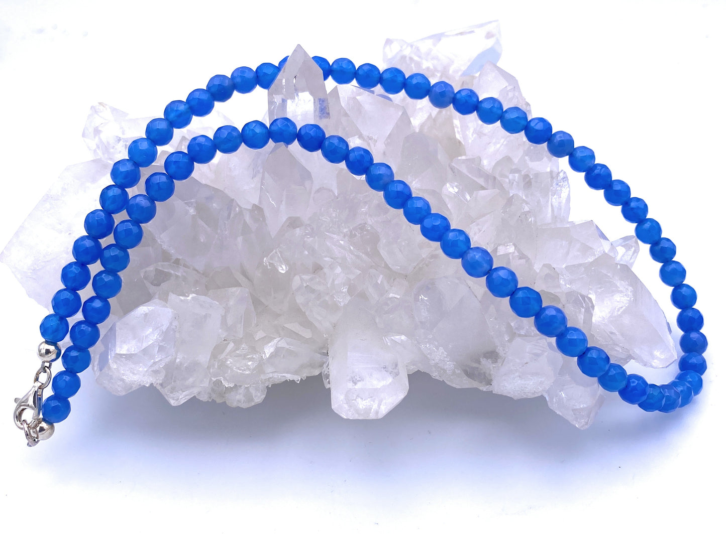 Blaue Achat Halskette 6mm facettiert