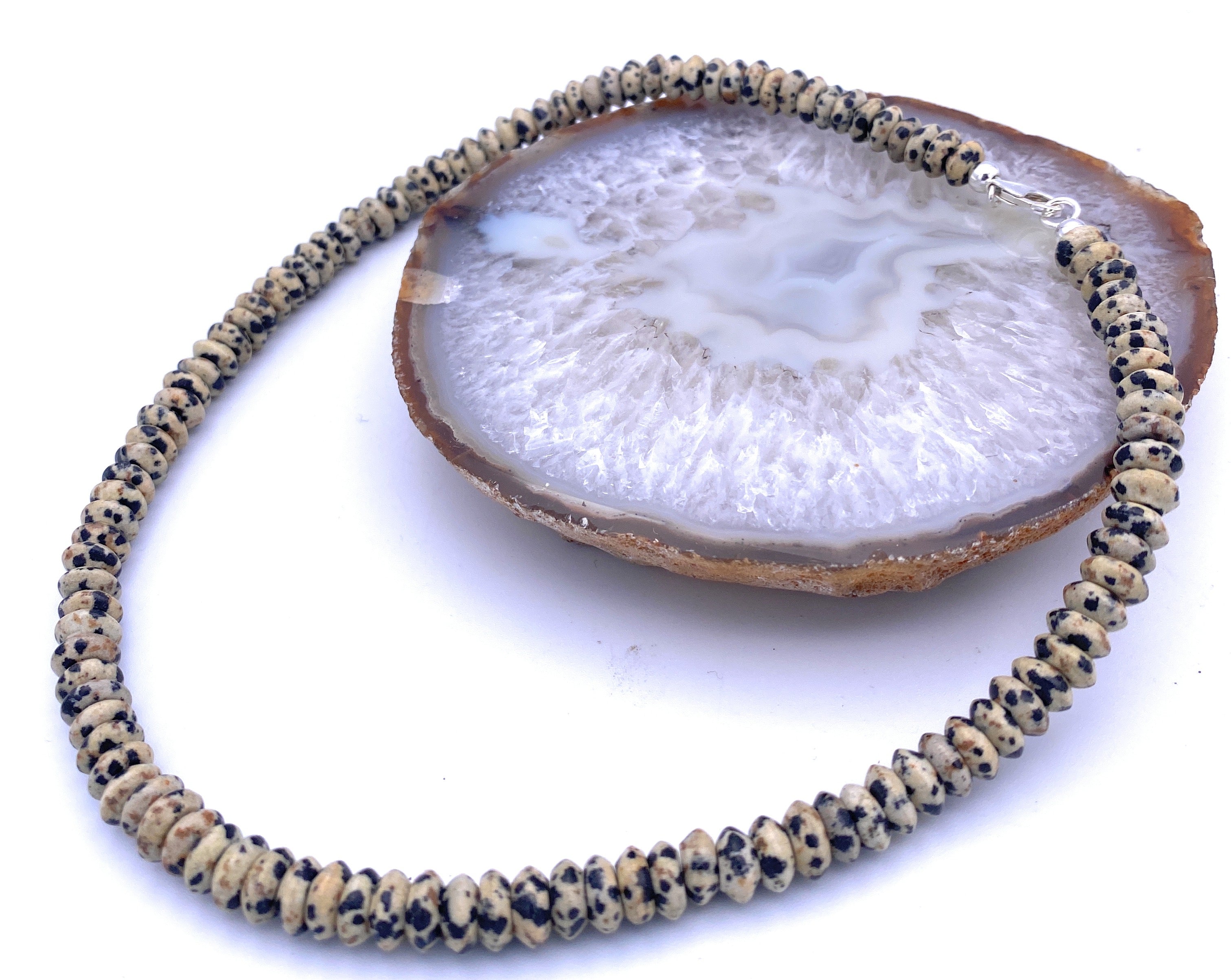 Dalmatiner-Jaspis Linsen Halskette 10mm