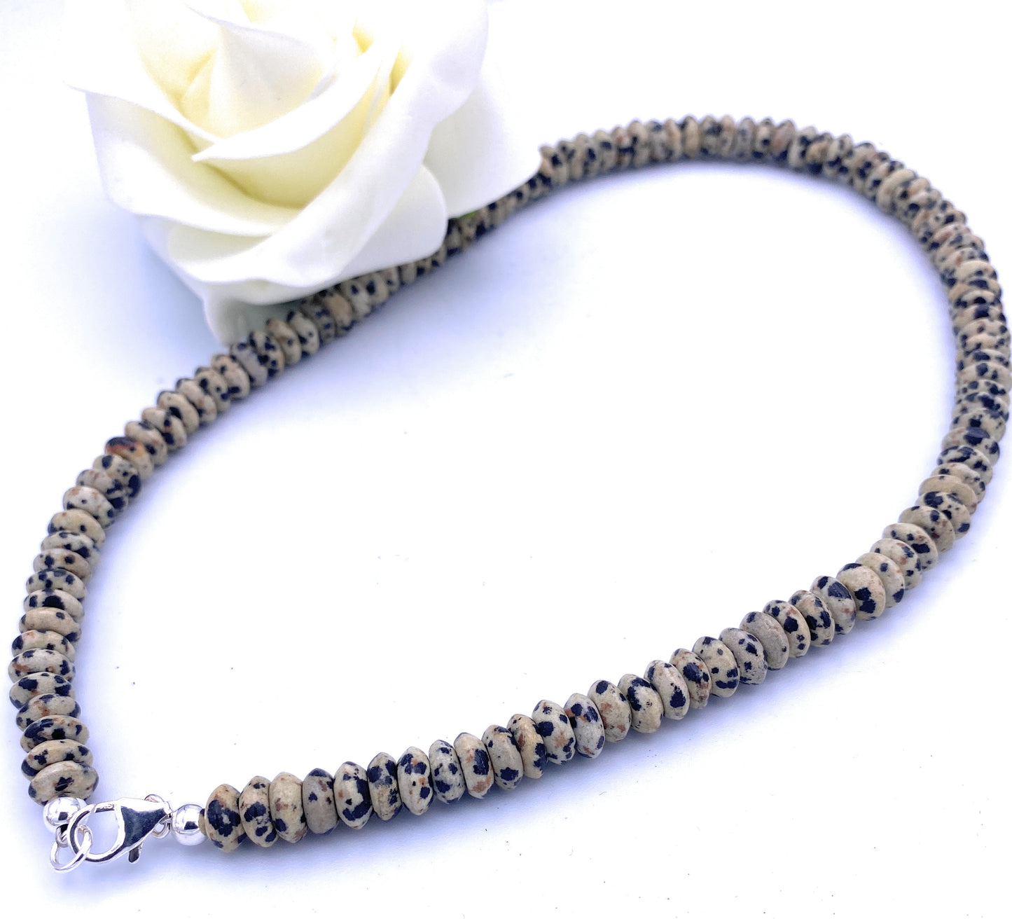 Dalmatiner-Jaspis Linsen Halskette 10mm
