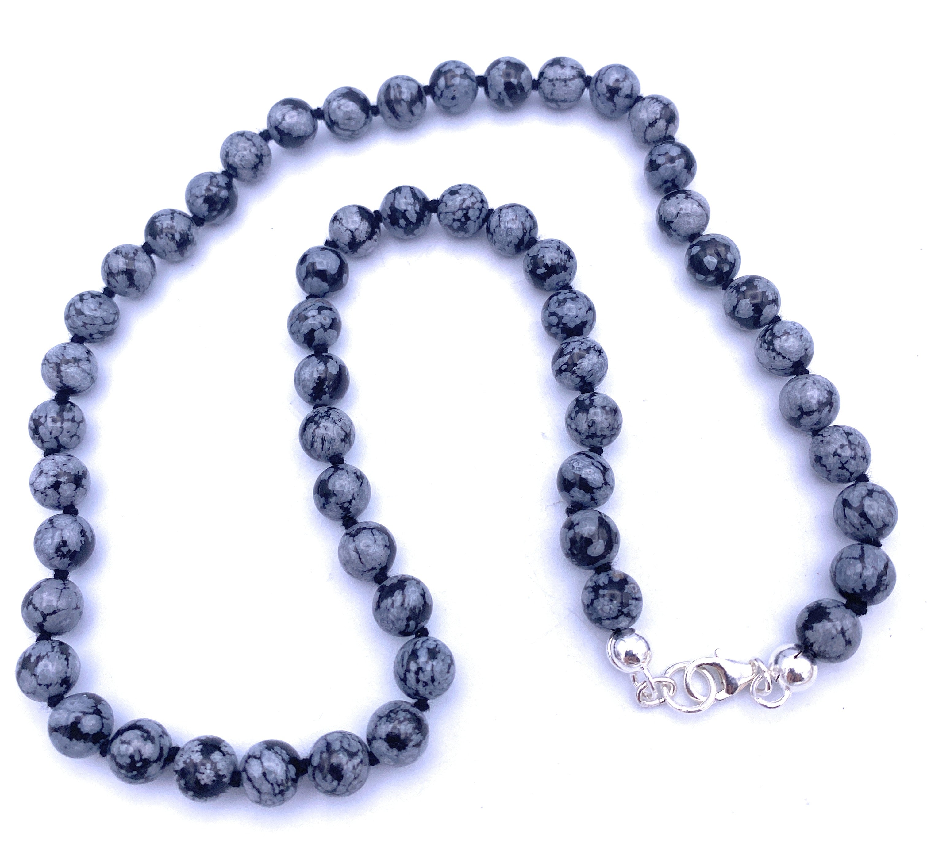 Schneeflocken-Obsidian Kugel Halskette 8mm