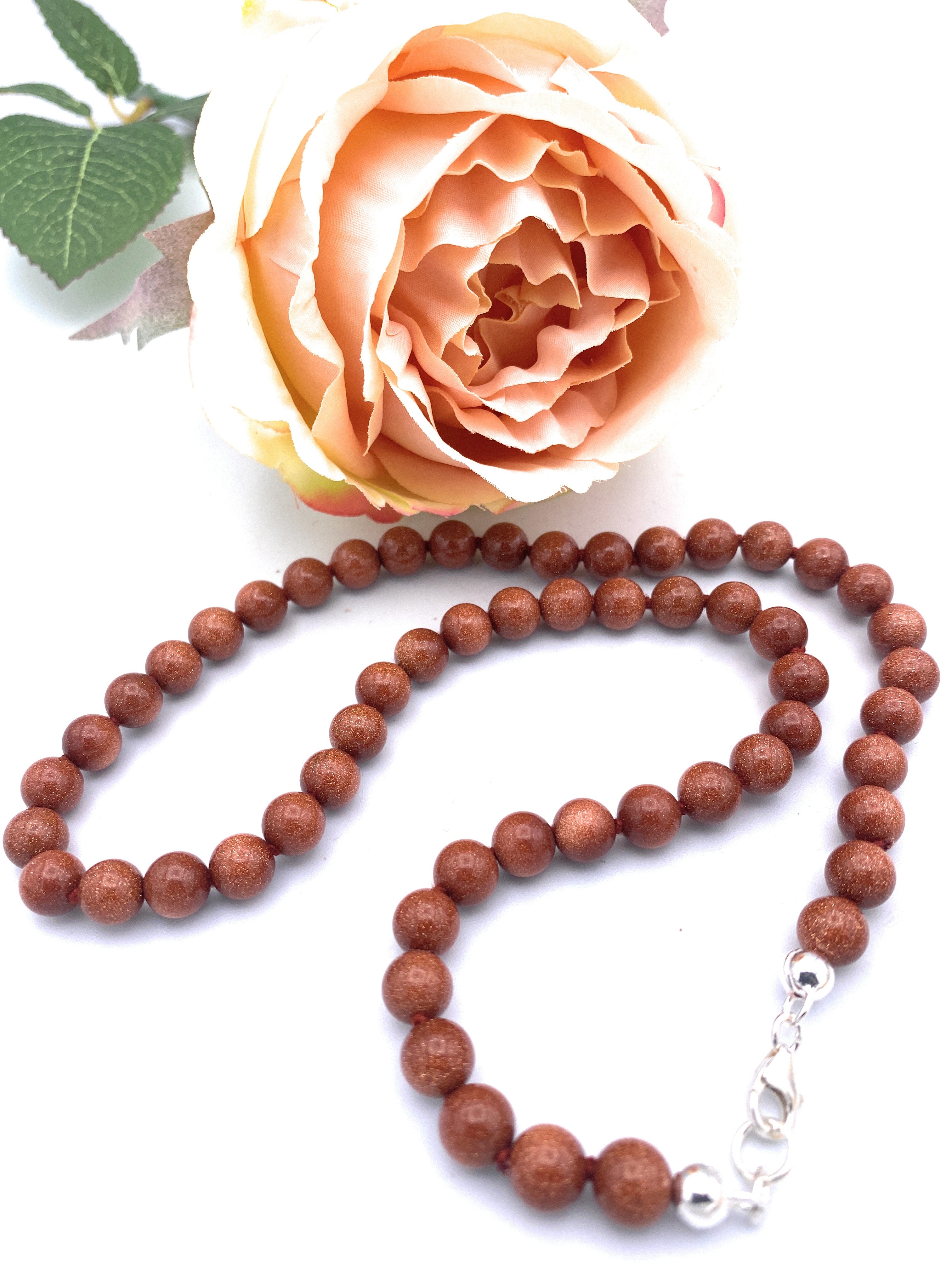 Goldfluss Kugel Halskette 8mm