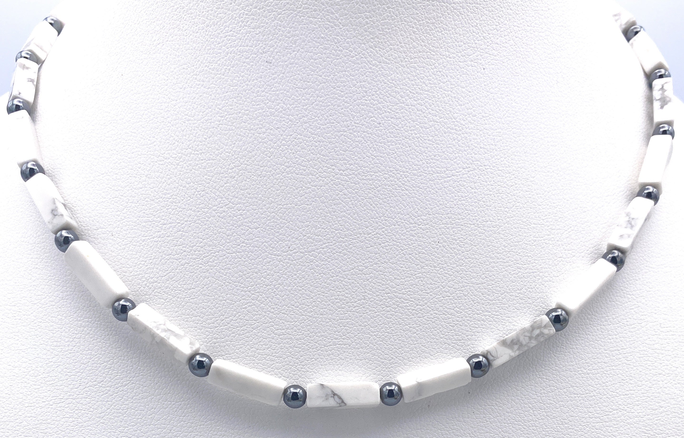 Magnesit Rechteck-Kette mit Hämatin 4mm