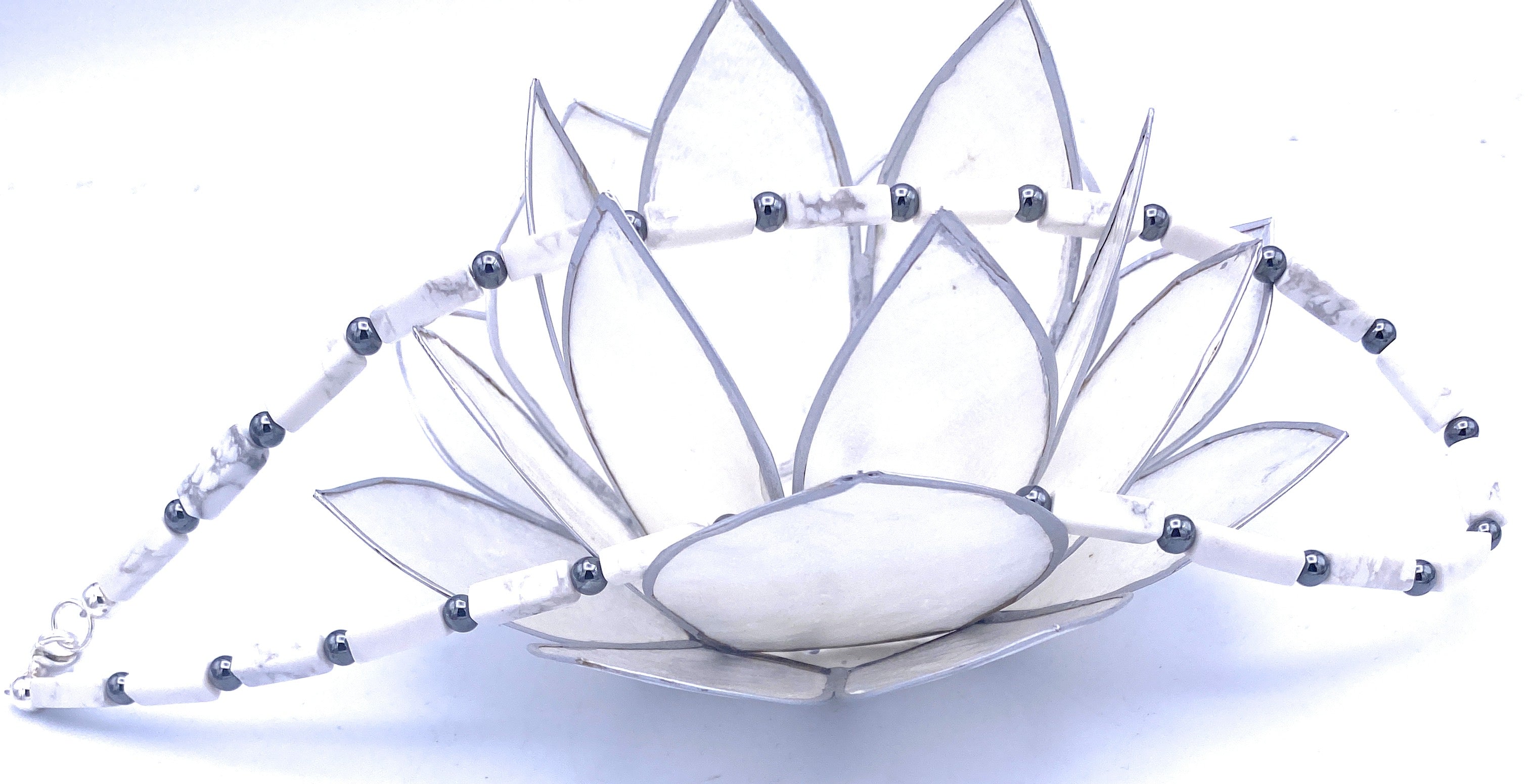 Magnesit Rechteck-Kette mit Hämatin 4mm