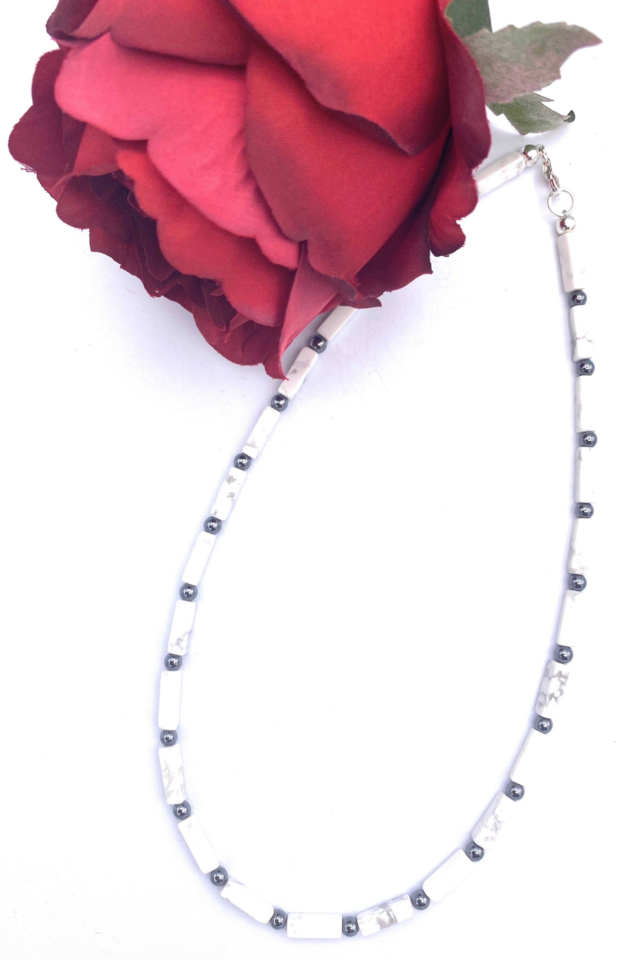 Magnesit Rechteck-Kette mit Hämatin 4mm