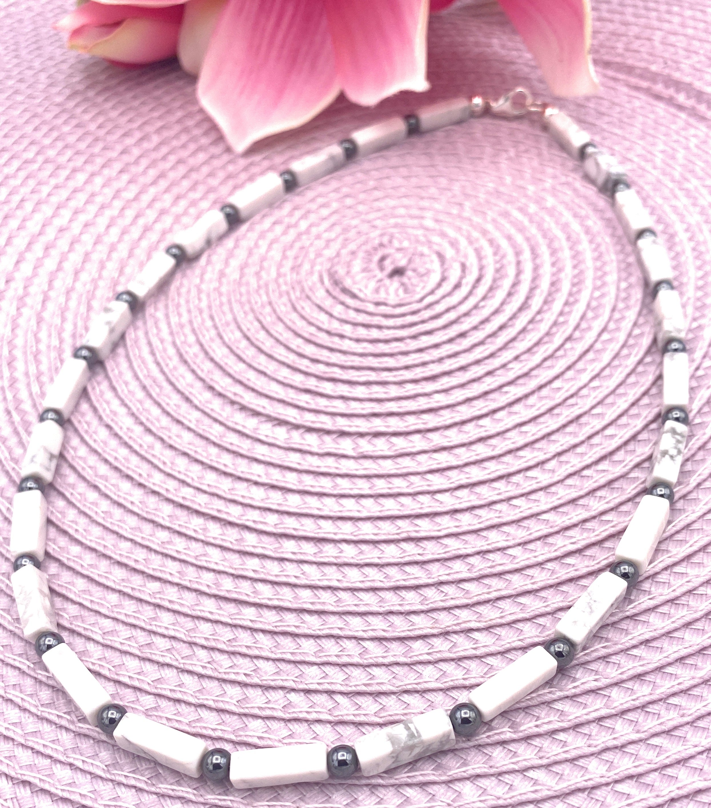 Magnesit Rechteck-Kette mit Hämatin 4mm