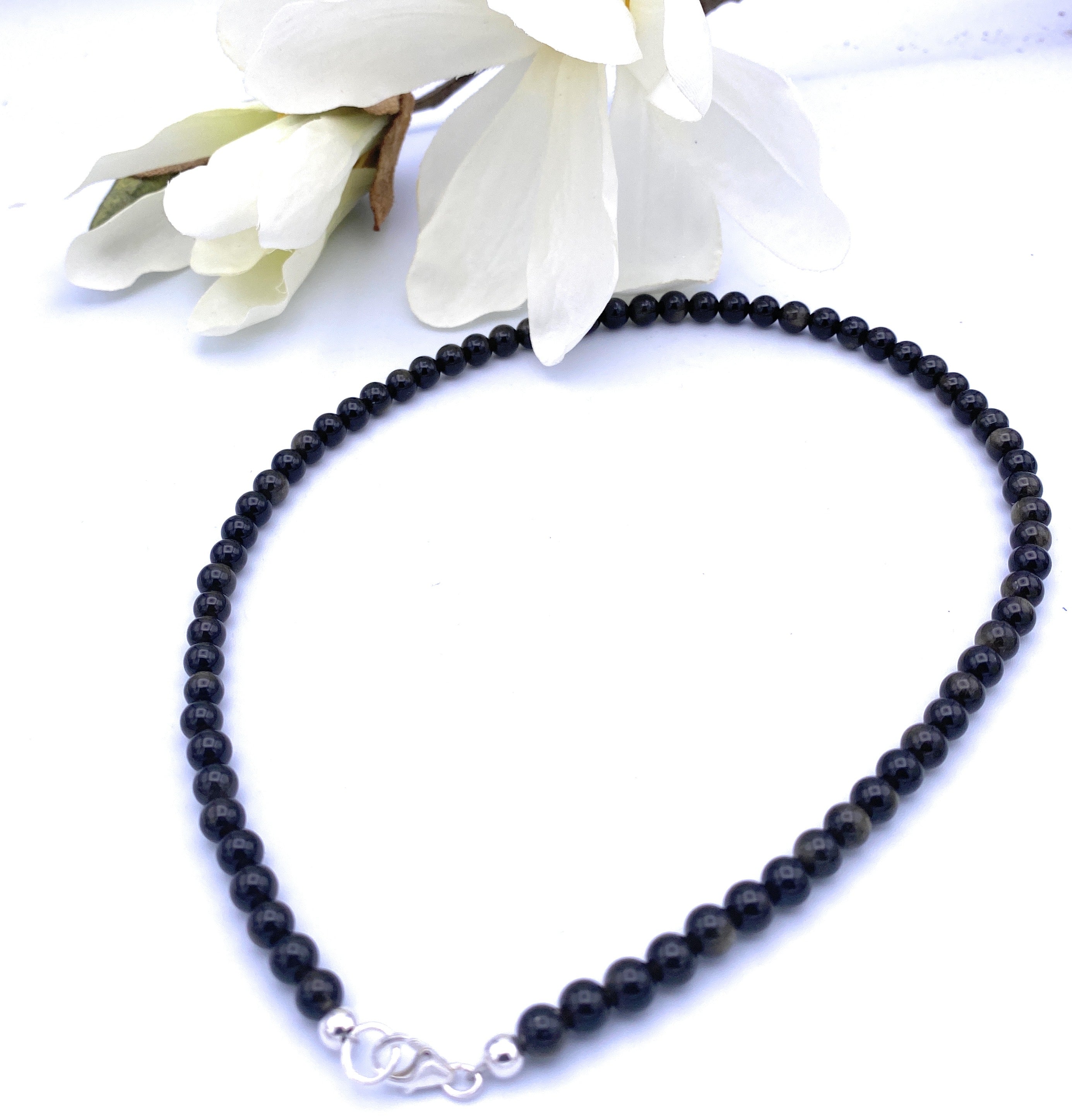 Gold-Obsidian Halskette