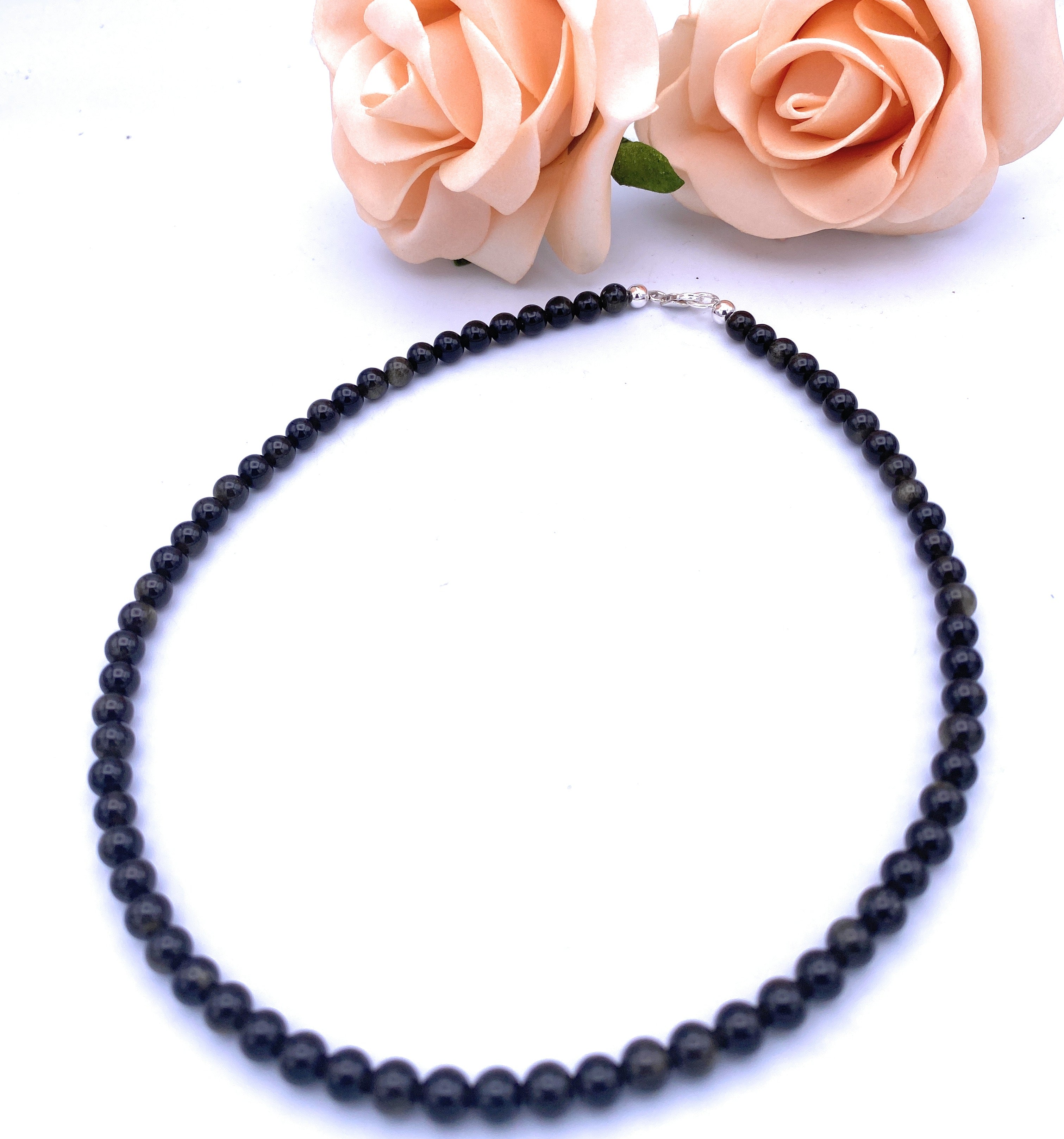 Gold-Obsidian Halskette