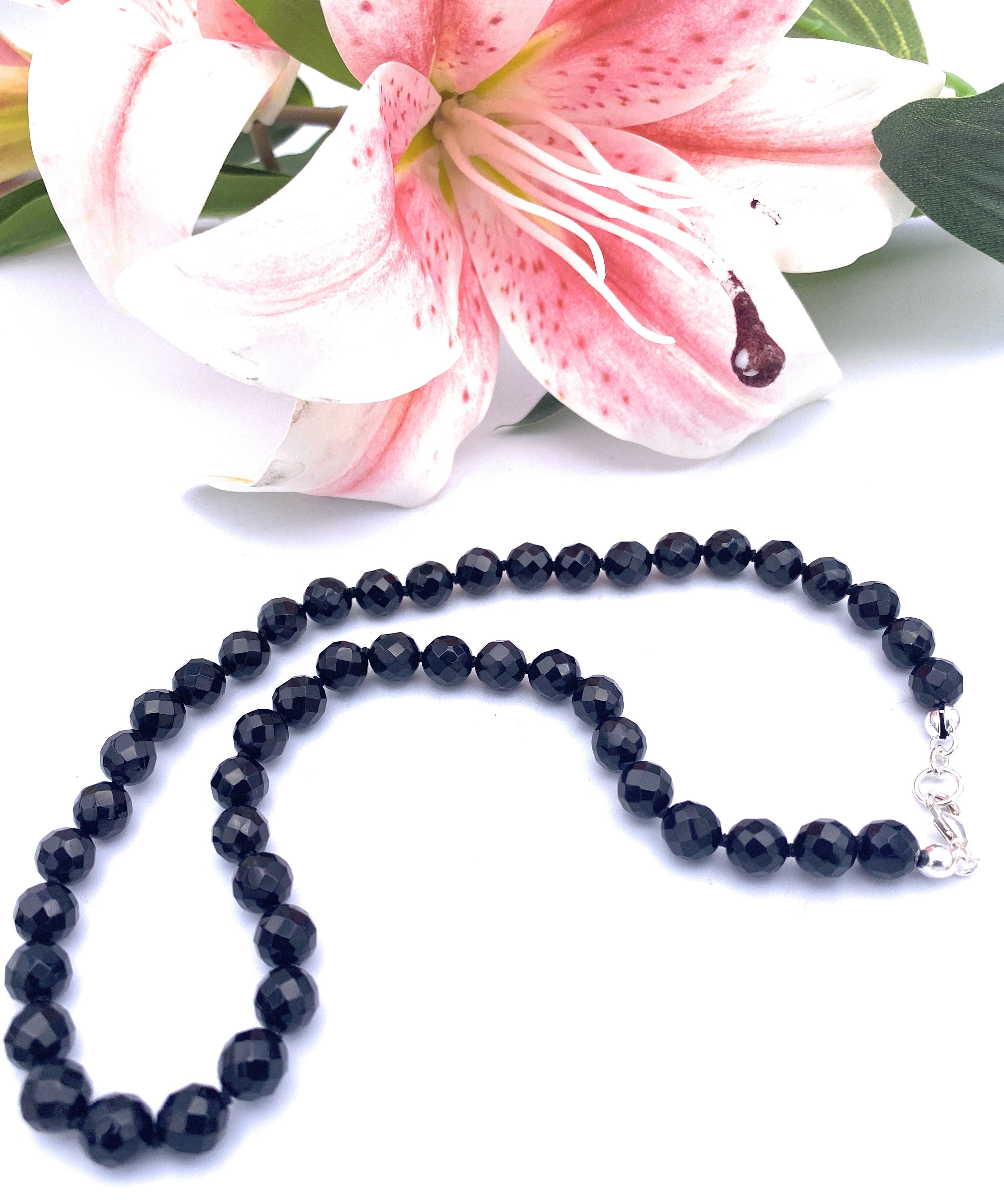 Facettierte Onyx Halskette 8mm