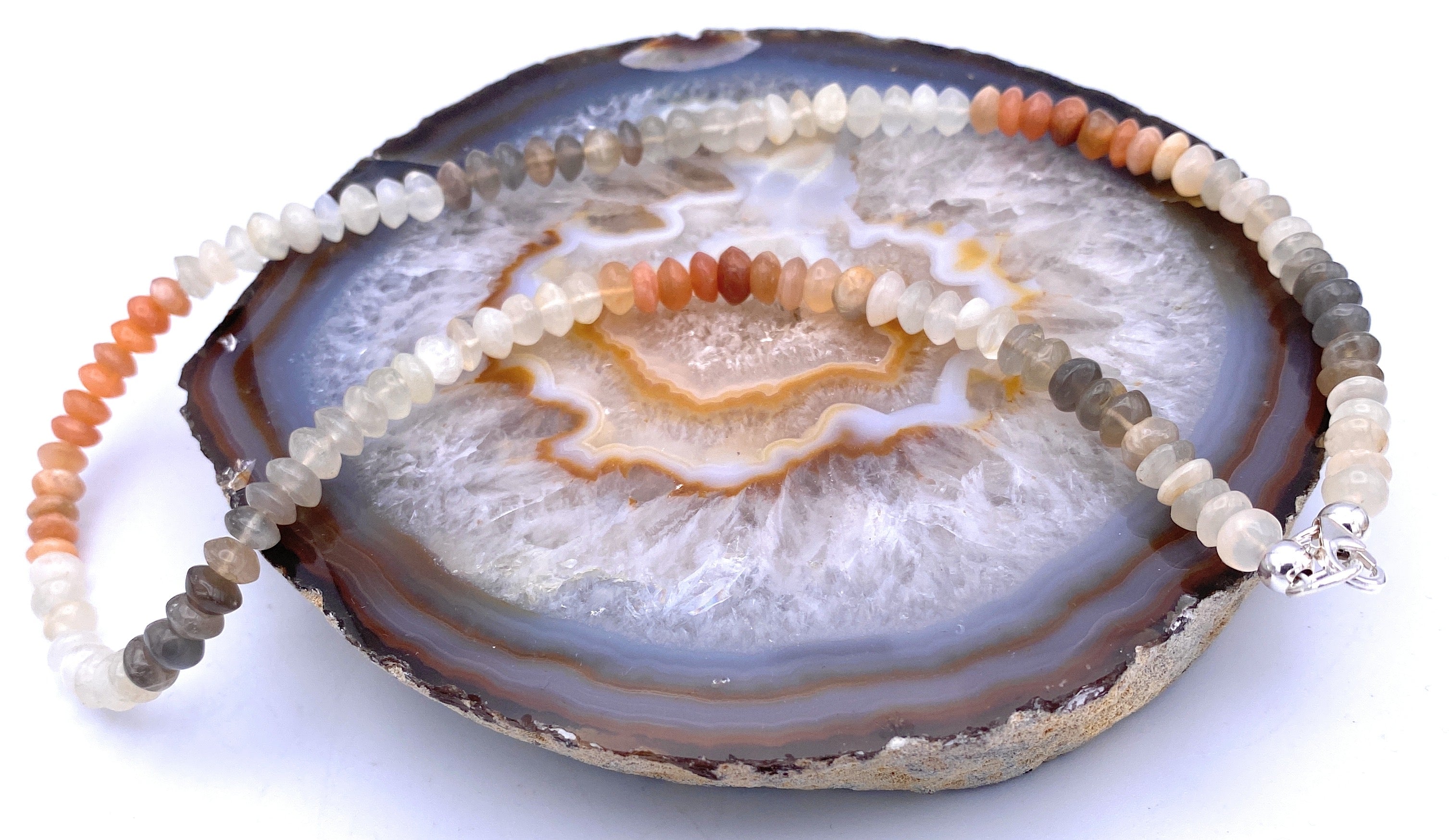 Mondstein Linsen Halskette 4mm