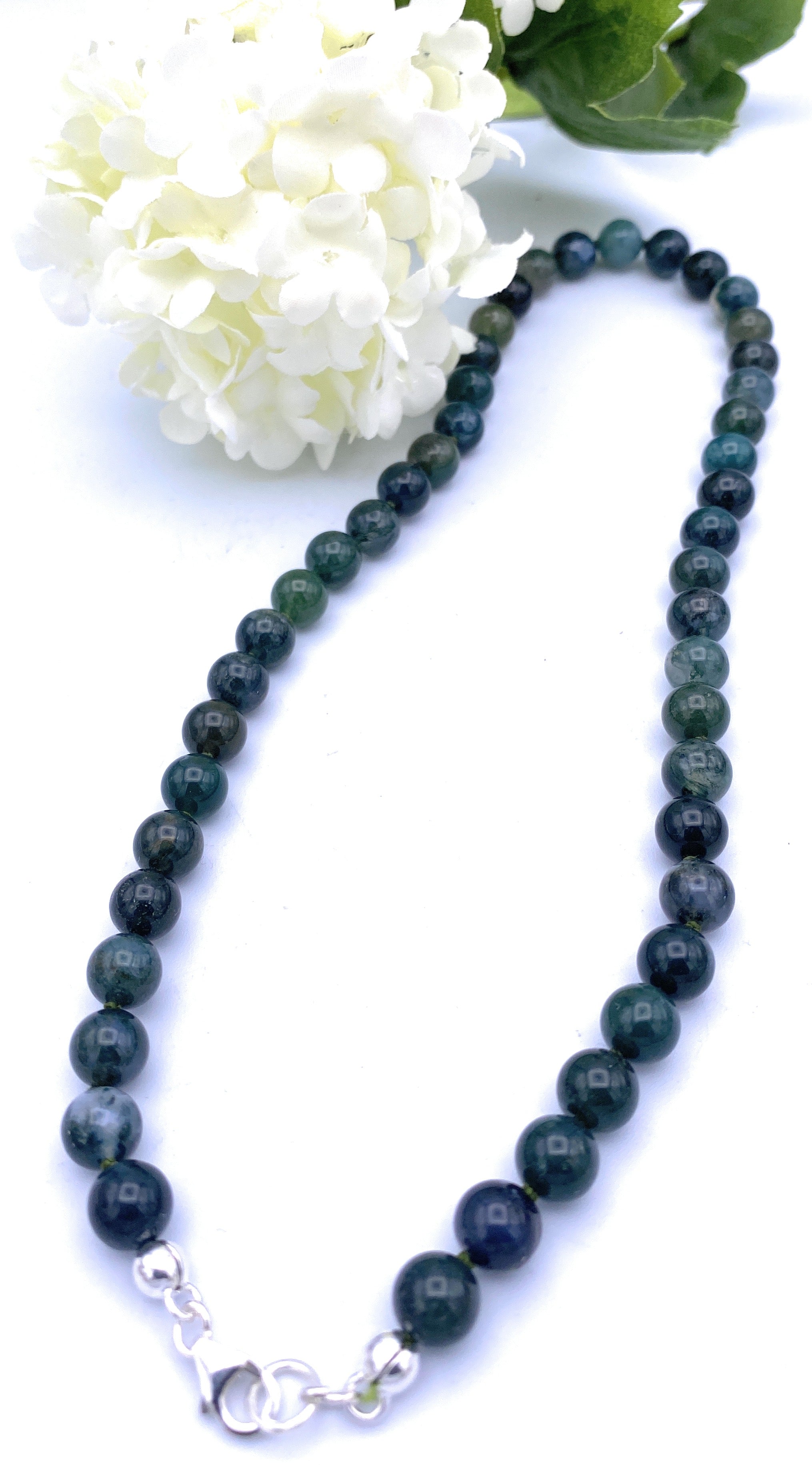 Moos-Achat Kugel Halskette 8mm