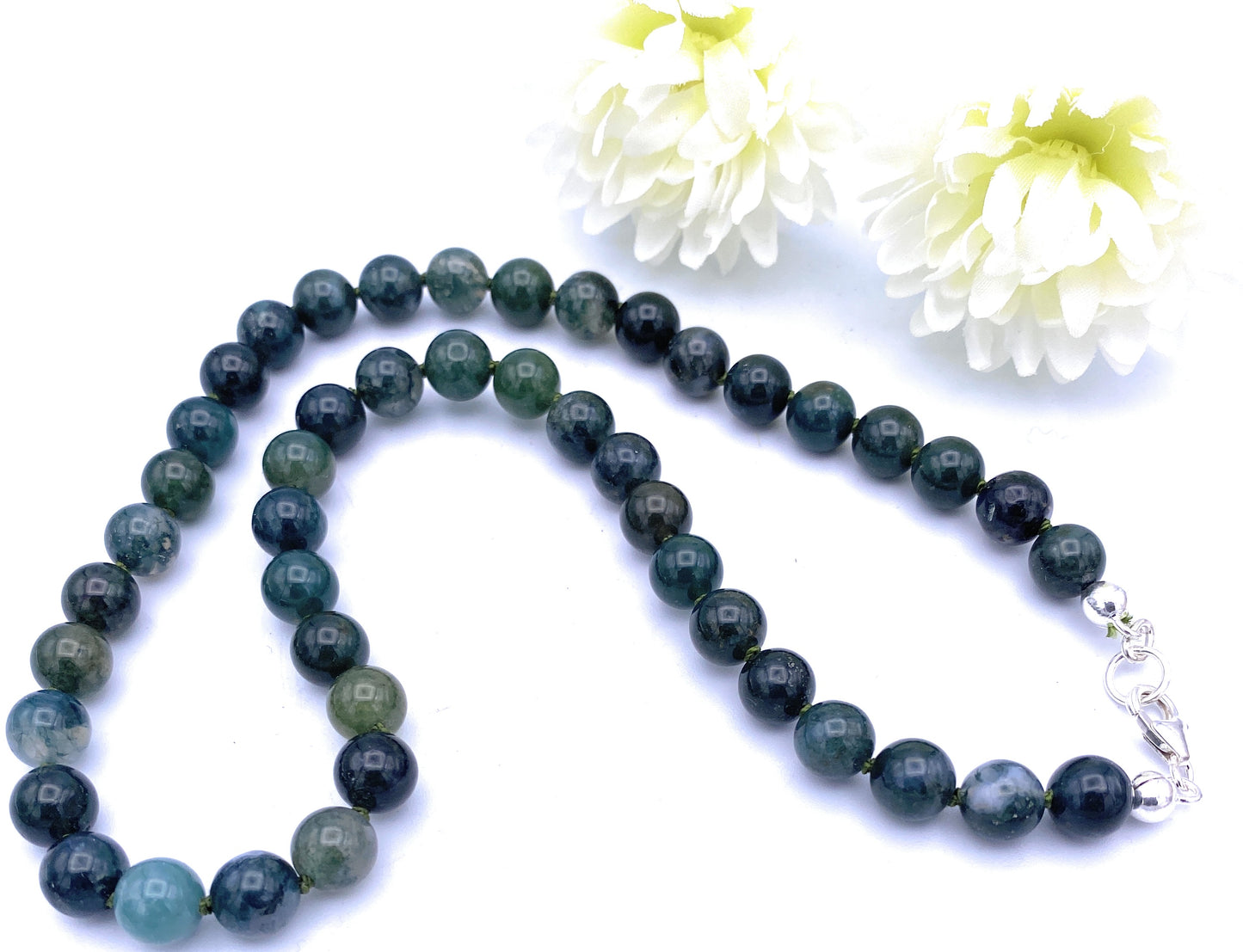 Moos-Achat Kugel Halskette 8mm