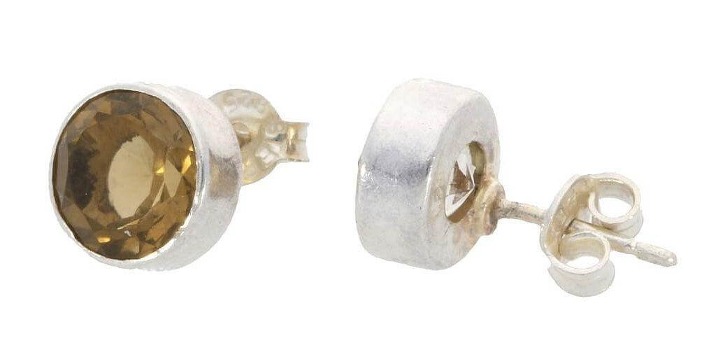 Ohrstecker-Citrin-rund-fac-4908