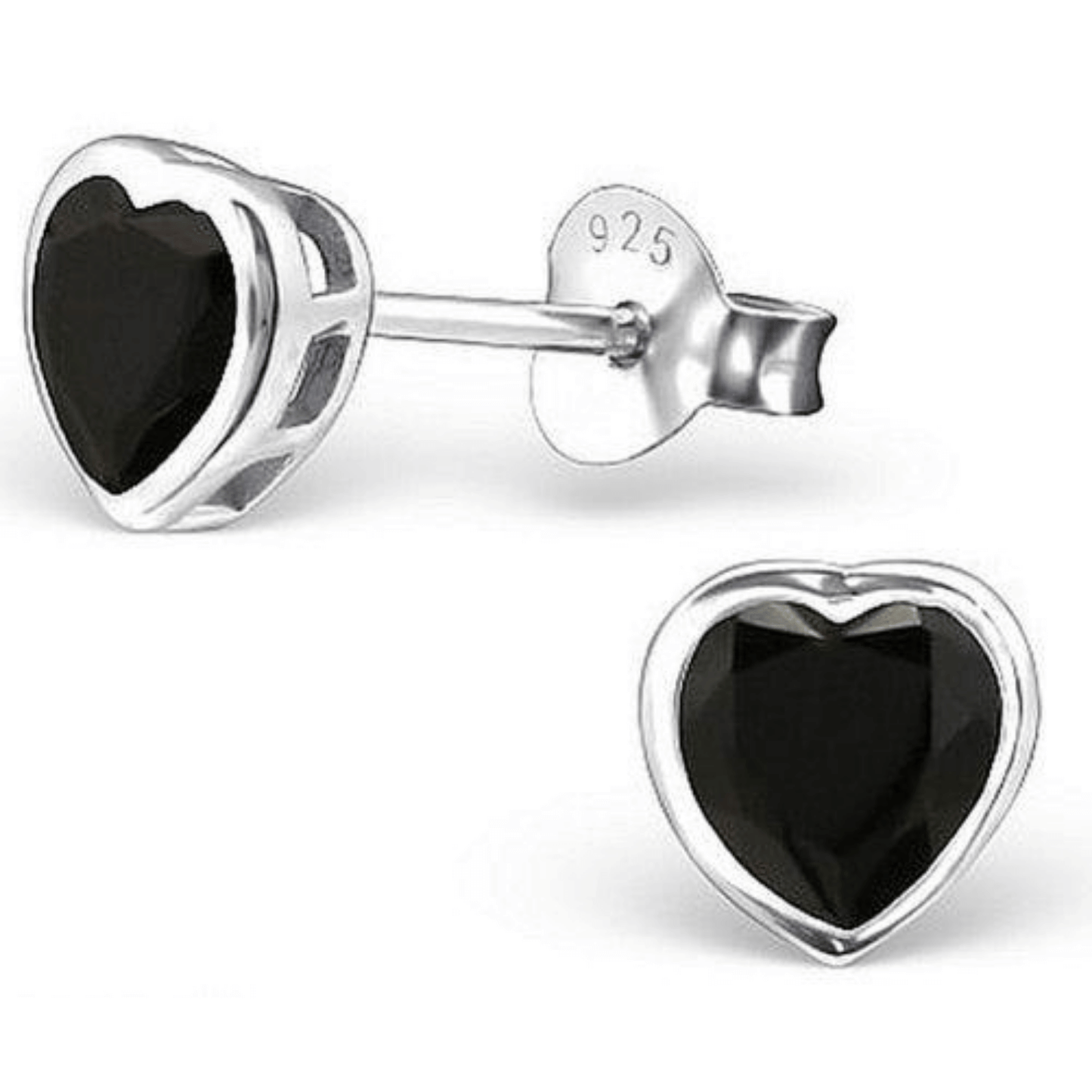 Ohrstecker in Herzform mit Onyx Stein