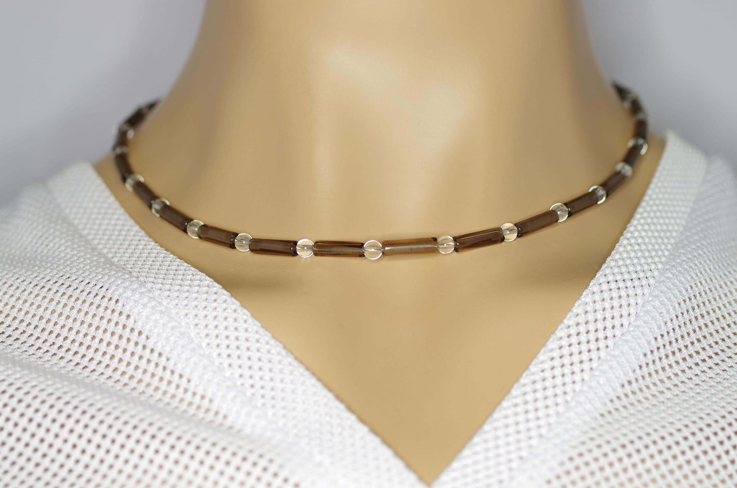 Rauchquarz-Kette-Walzen-mit-Bergkristall-50A