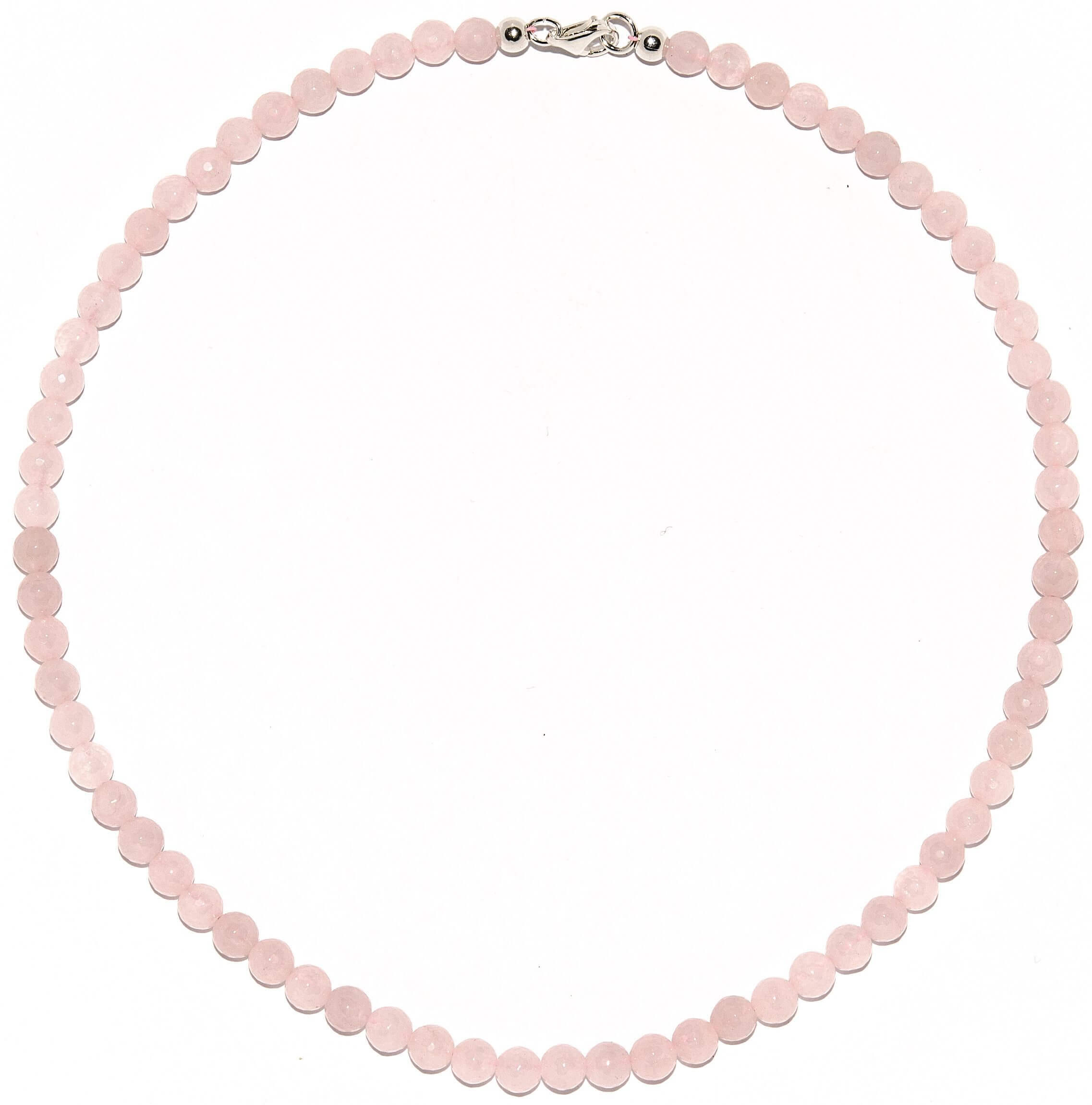 Rosenquarz-Halskette-rund