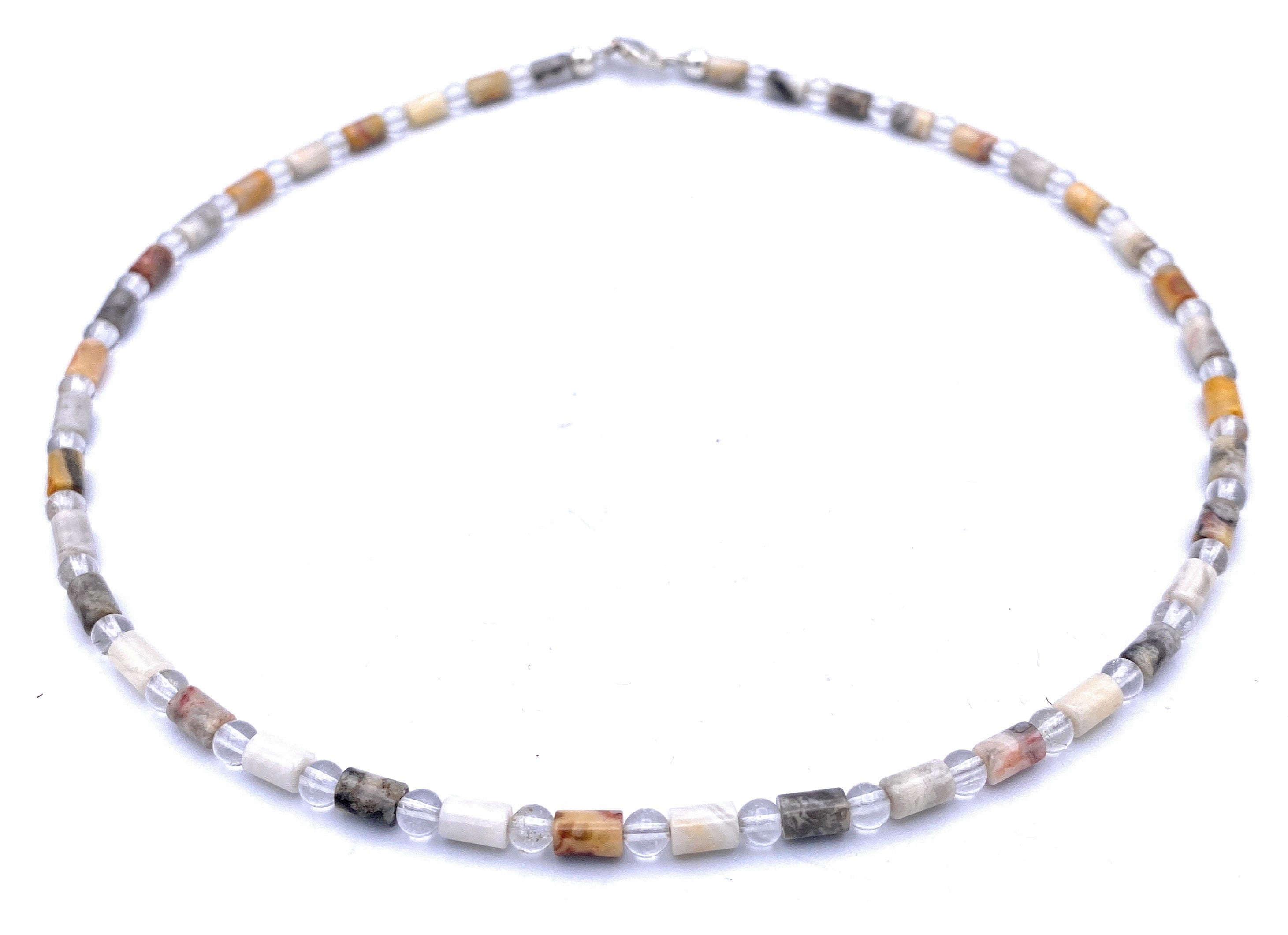 Achat "Crazy-Lace" Halskette mit Bergkristall