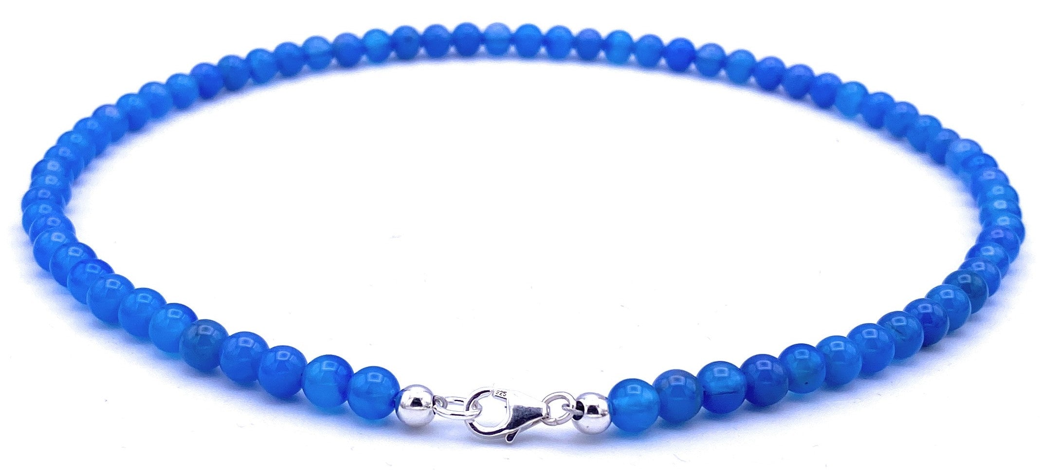 Blaue Achat Kugel Halskette 6mm