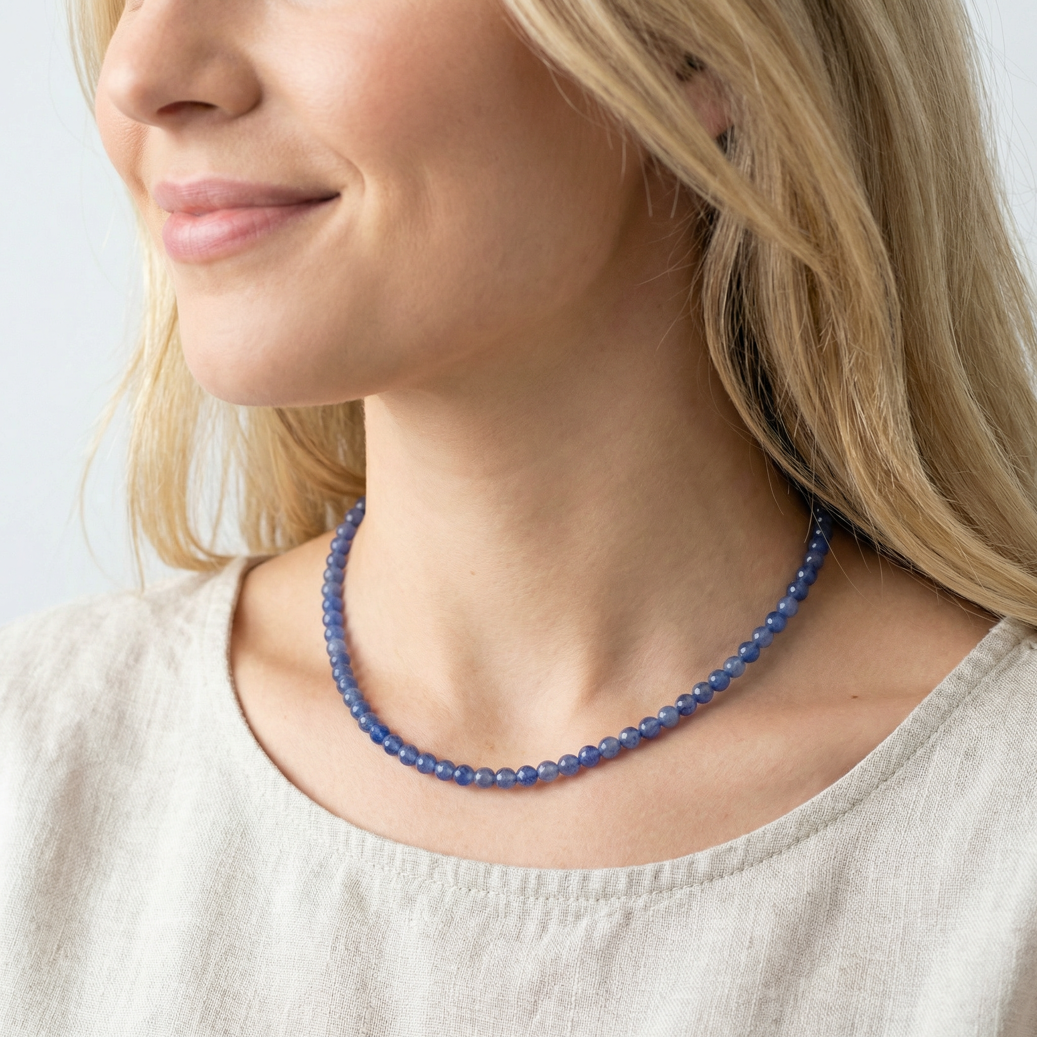 Blaue Achat Halskette 6mm facettiert