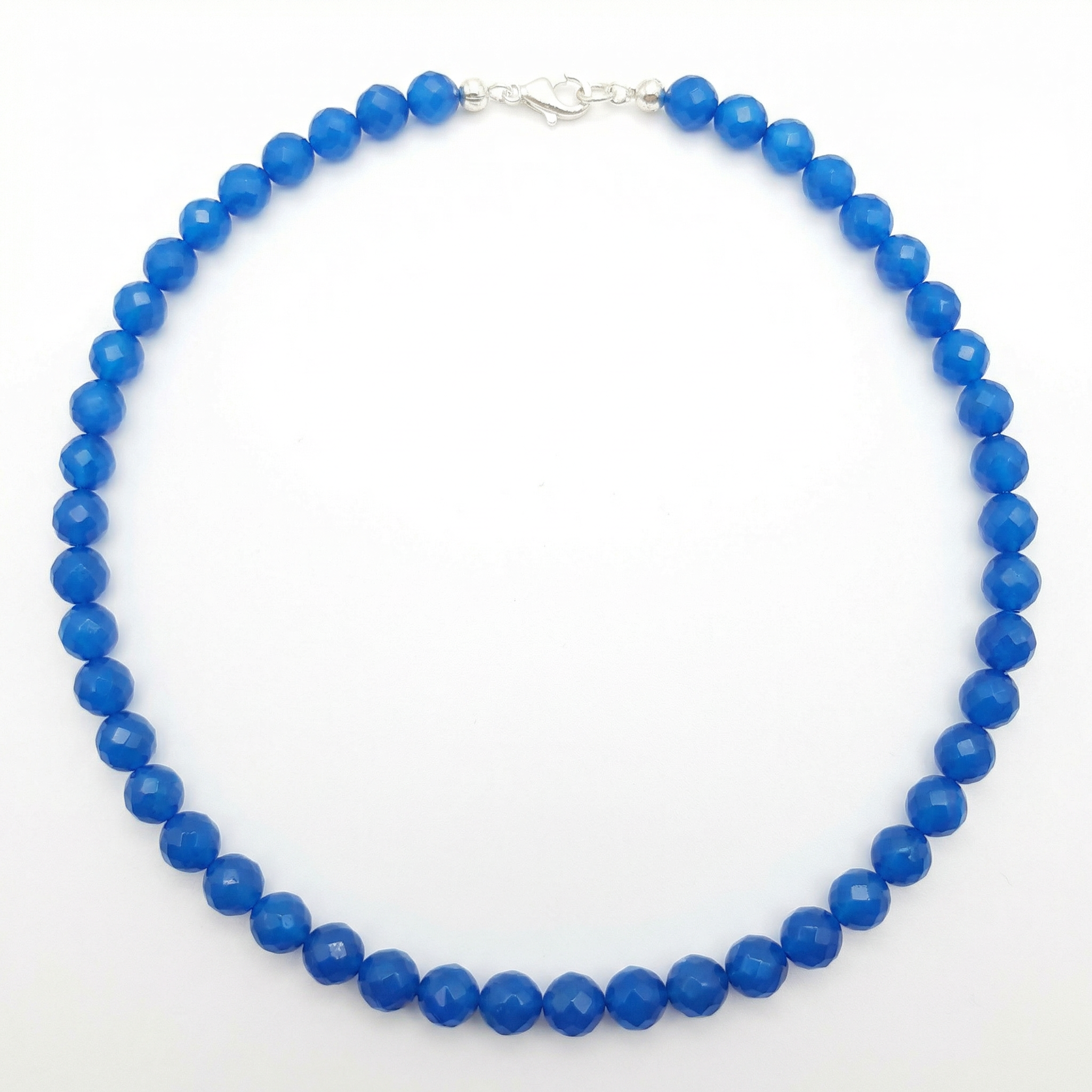 Facettierte Ozeanblaue Achat Halskette 8 mm