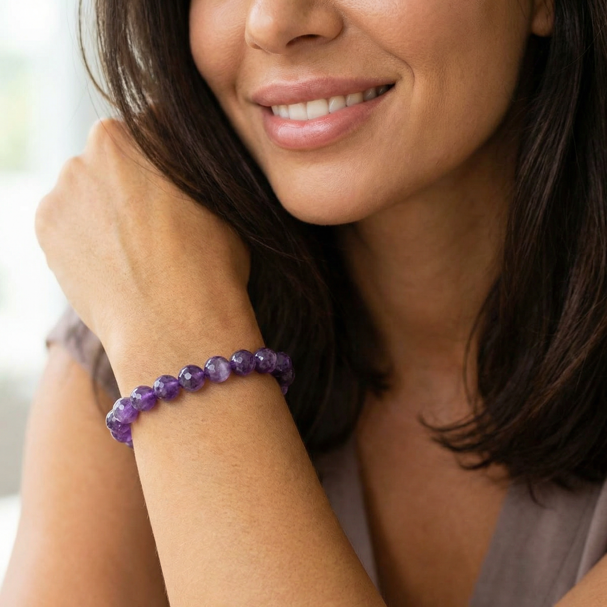 Facettiertes Amethyst Armband 10mm