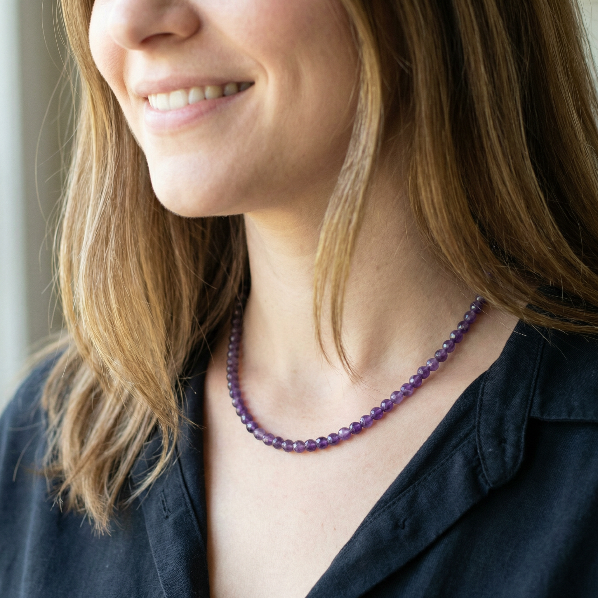 Fein facettierte Amethyst Halskette