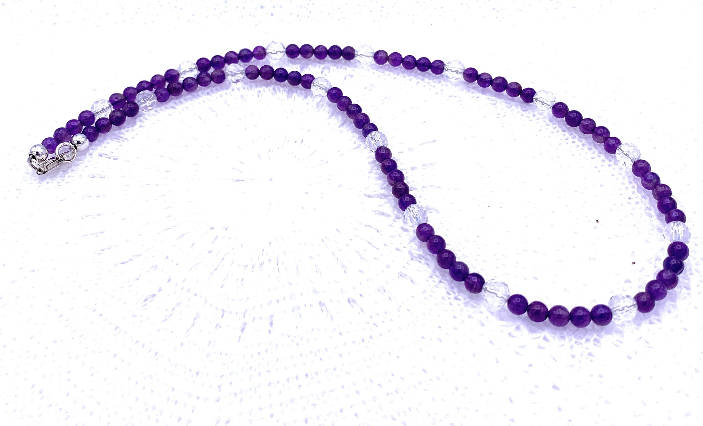 Amethyst Halskette 4mm mit Bergkristall