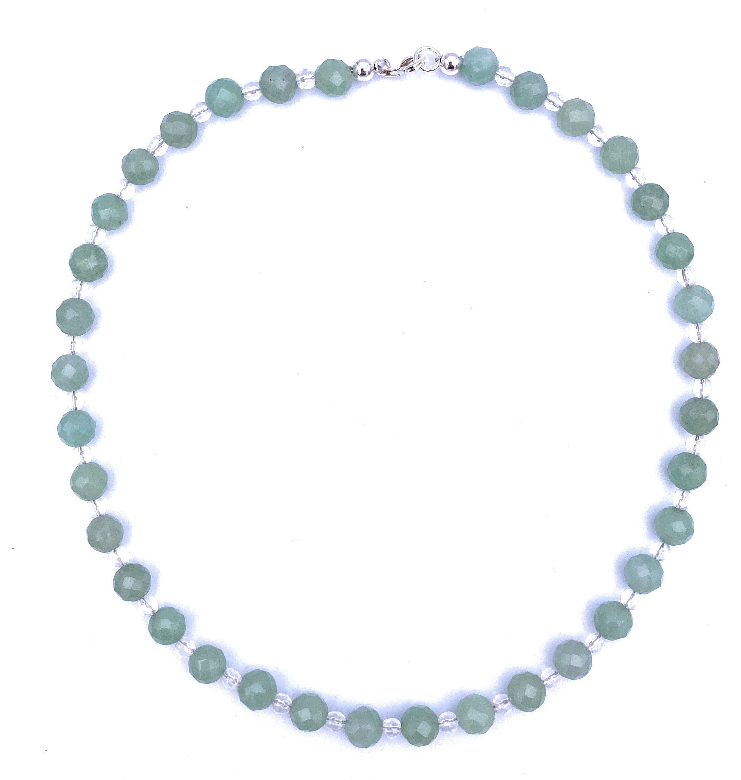 Facettierte Aventurin Halskette 8mm mit Bergkristall