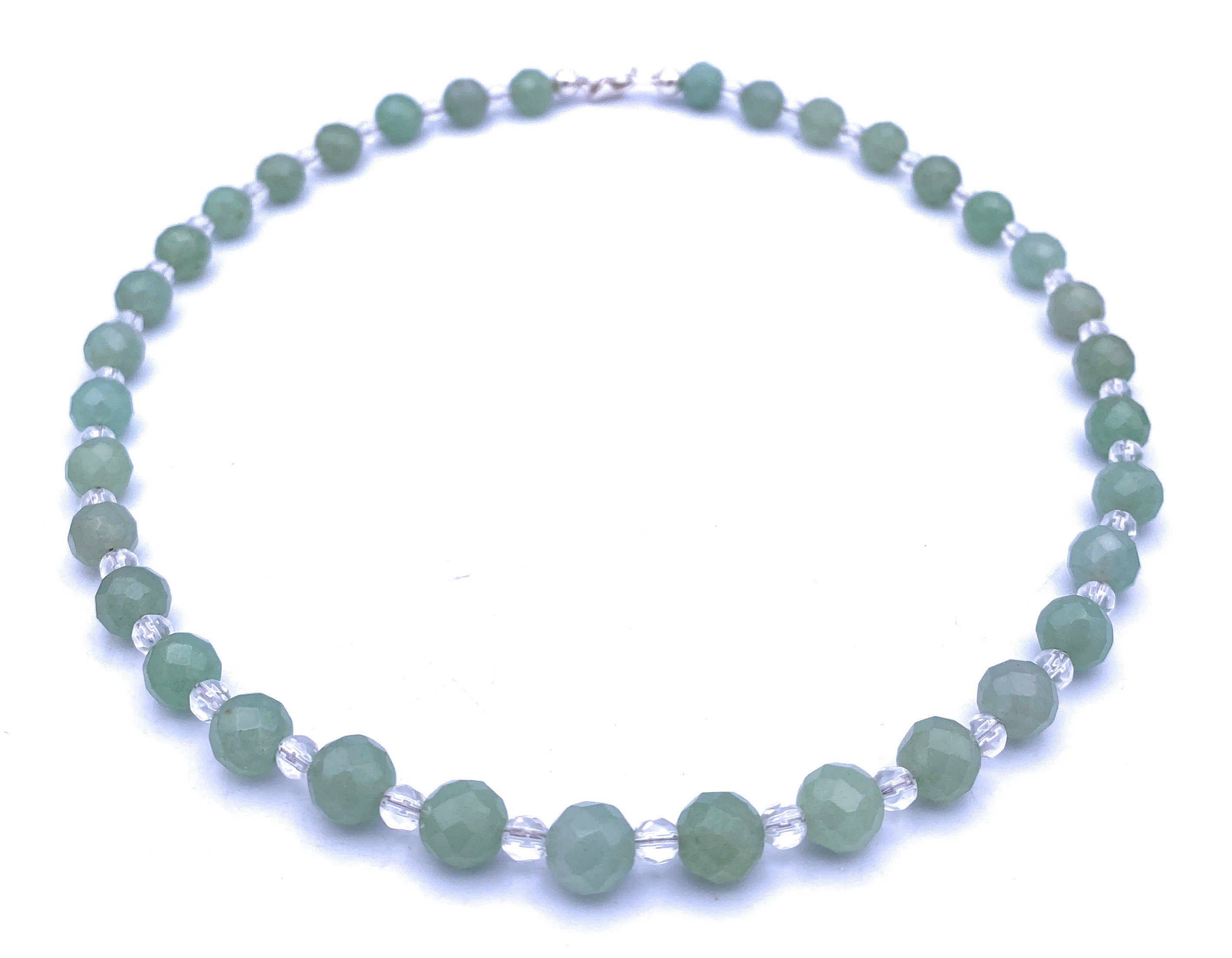 Facettierte Aventurin Halskette 8mm mit Bergkristall