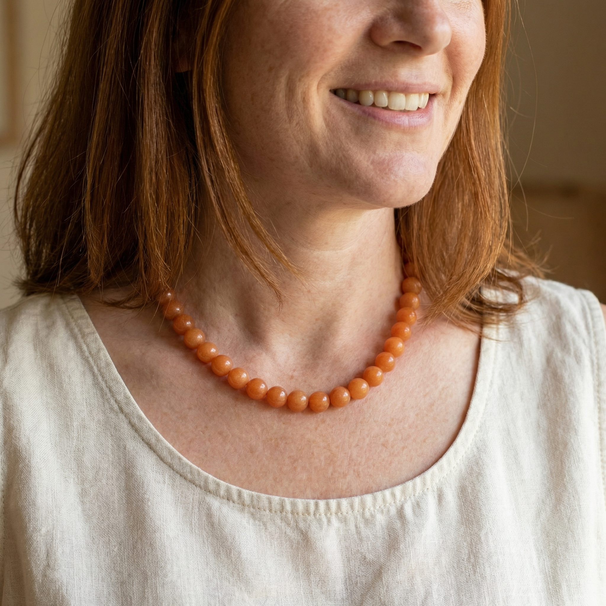 Aventurin orange Kugel Halskette 10mm